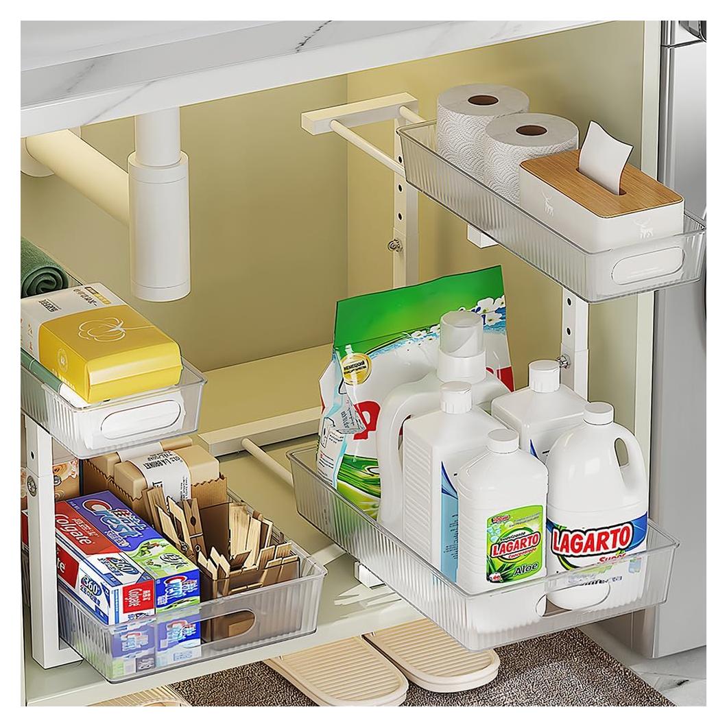 Organizador Bajo Fregadero NRCUWI Ajustable 2 Niveles 36.6x25.4 cm