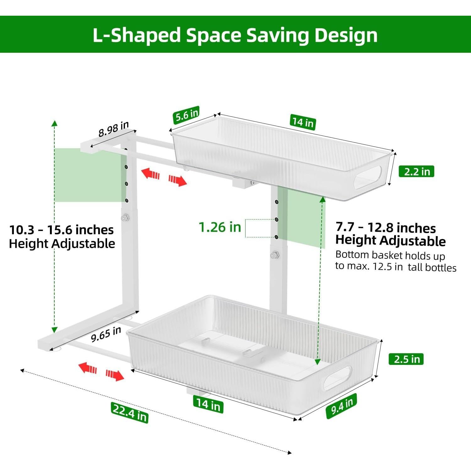 Organizador Bajo Fregadero NRCUWI Ajustable 2 Niveles 36.6x25.4 cm