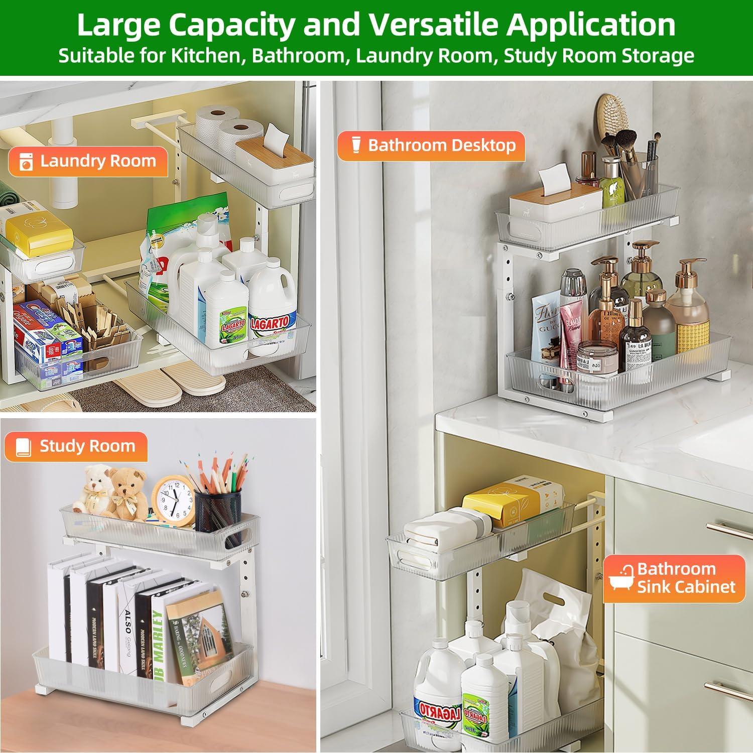 Organizador Bajo Fregadero NRCUWI Ajustable 2 Niveles 36.6x25.4 cm