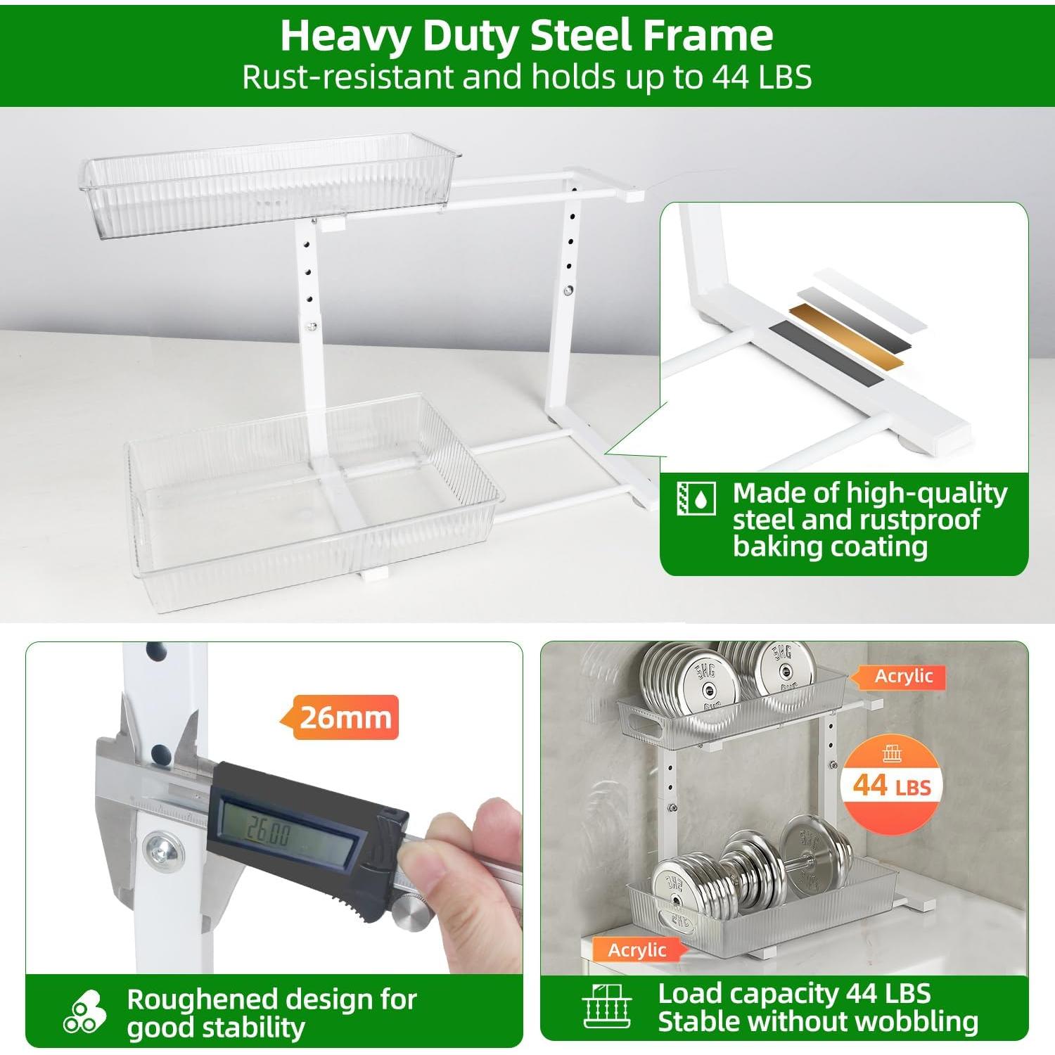 Organizador Bajo Fregadero NRCUWI Ajustable 2 Niveles 36.6x25.4 cm