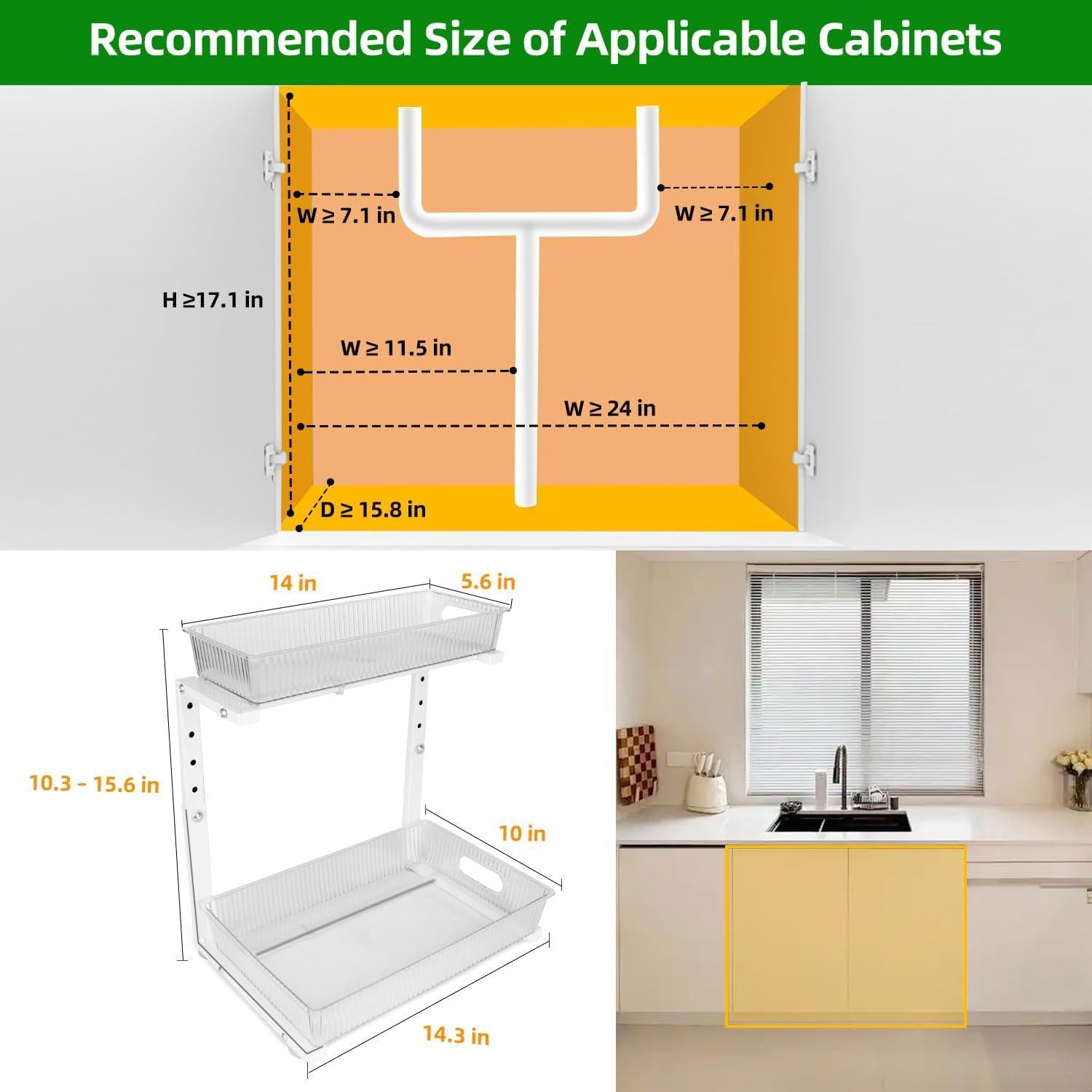 Organizador Bajo Fregadero NRCUWI Ajustable 2 Niveles 36.6x25.4 cm