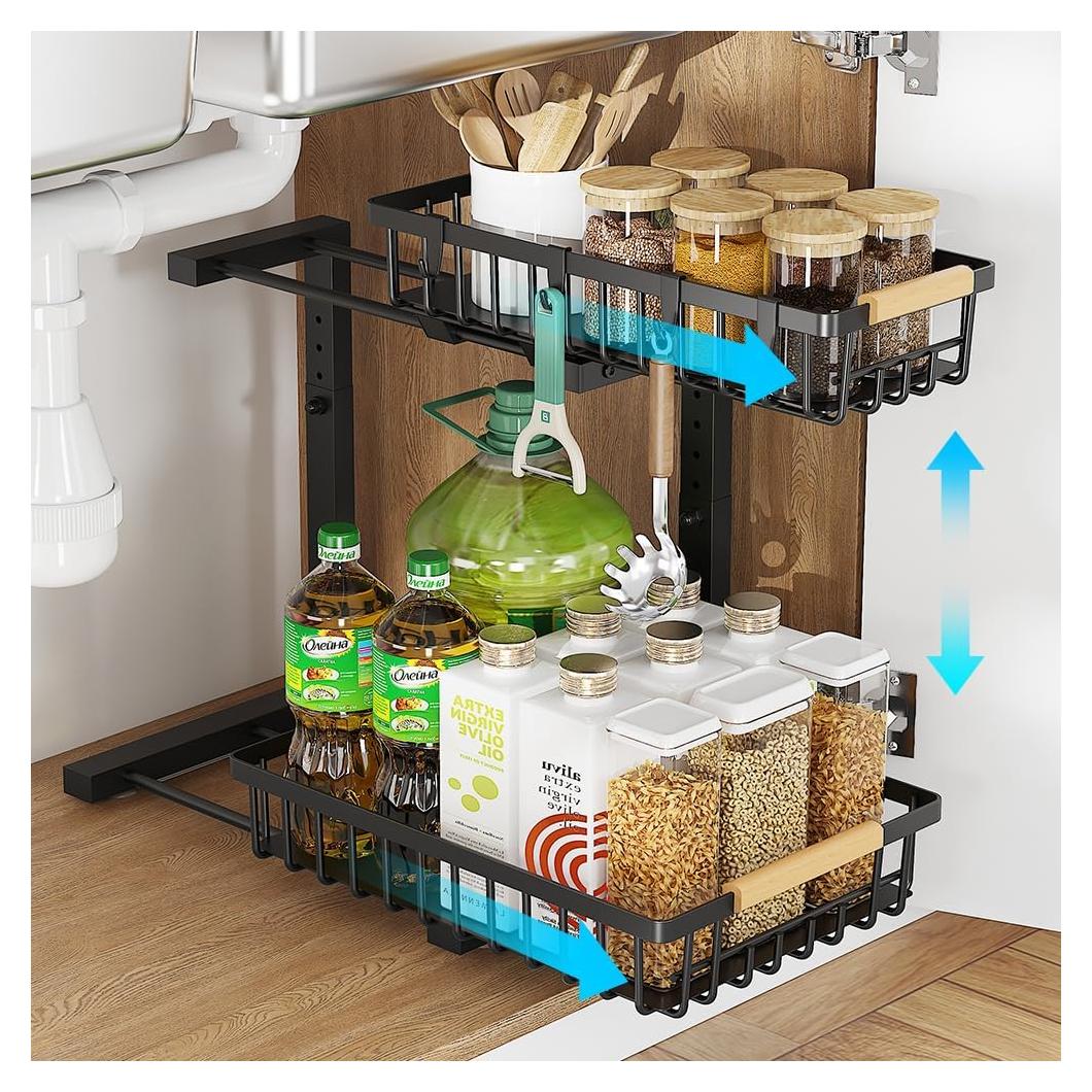 Organizador Bajo Fregadero ZMJESSNIA 2 Niveles Ajustable Metal