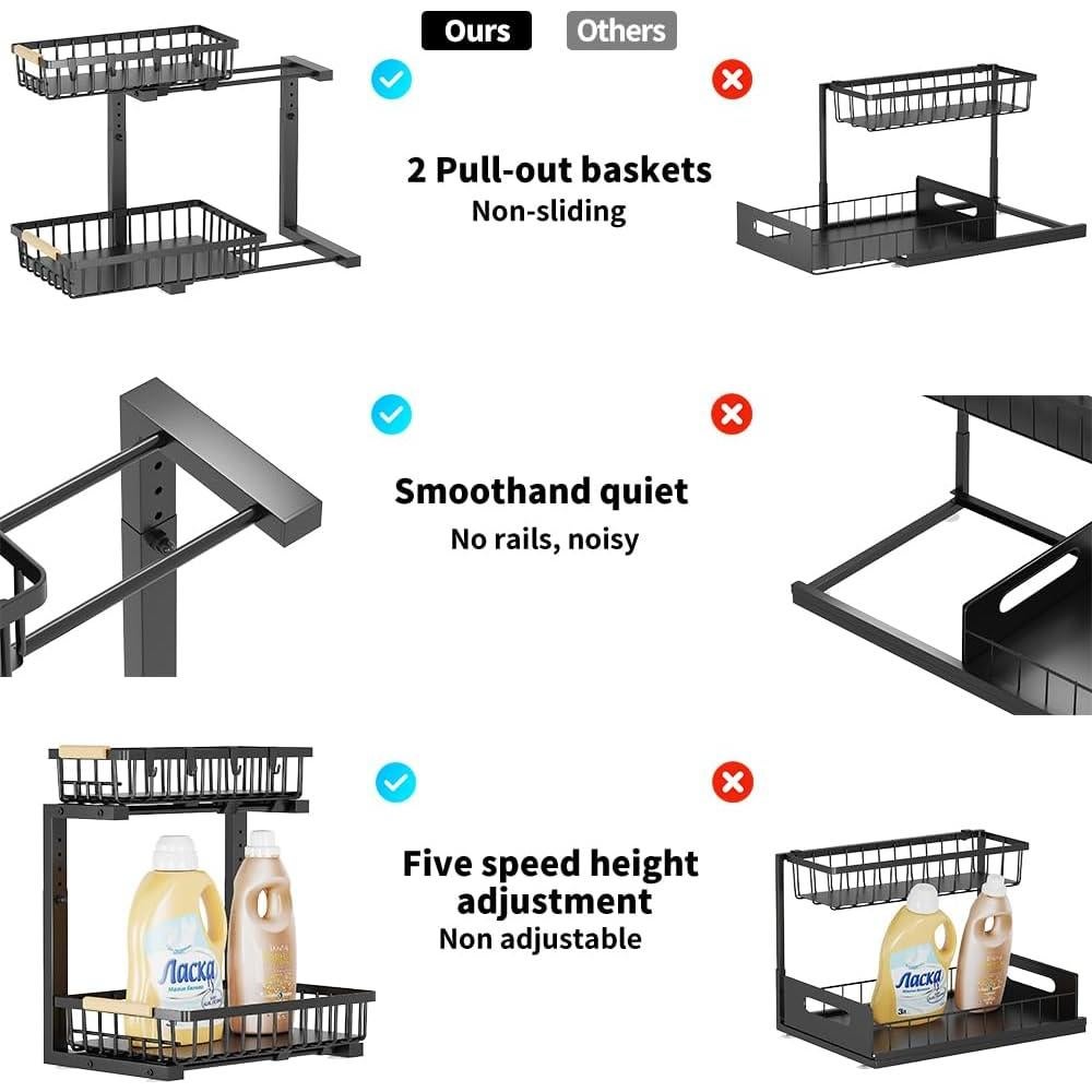Organizador Bajo Fregadero ZMJESSNIA 2 Niveles Ajustable Metal