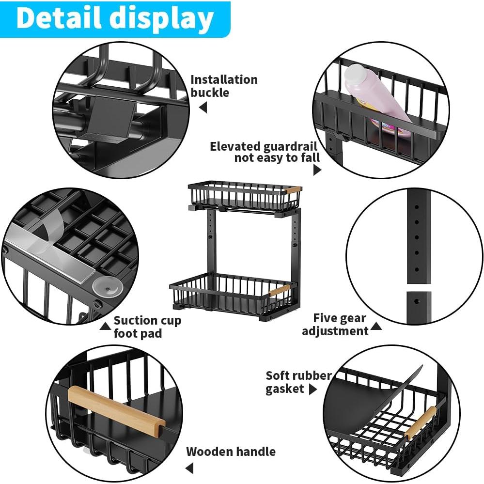 Organizador Bajo Fregadero ZMJESSNIA 2 Niveles Ajustable Metal