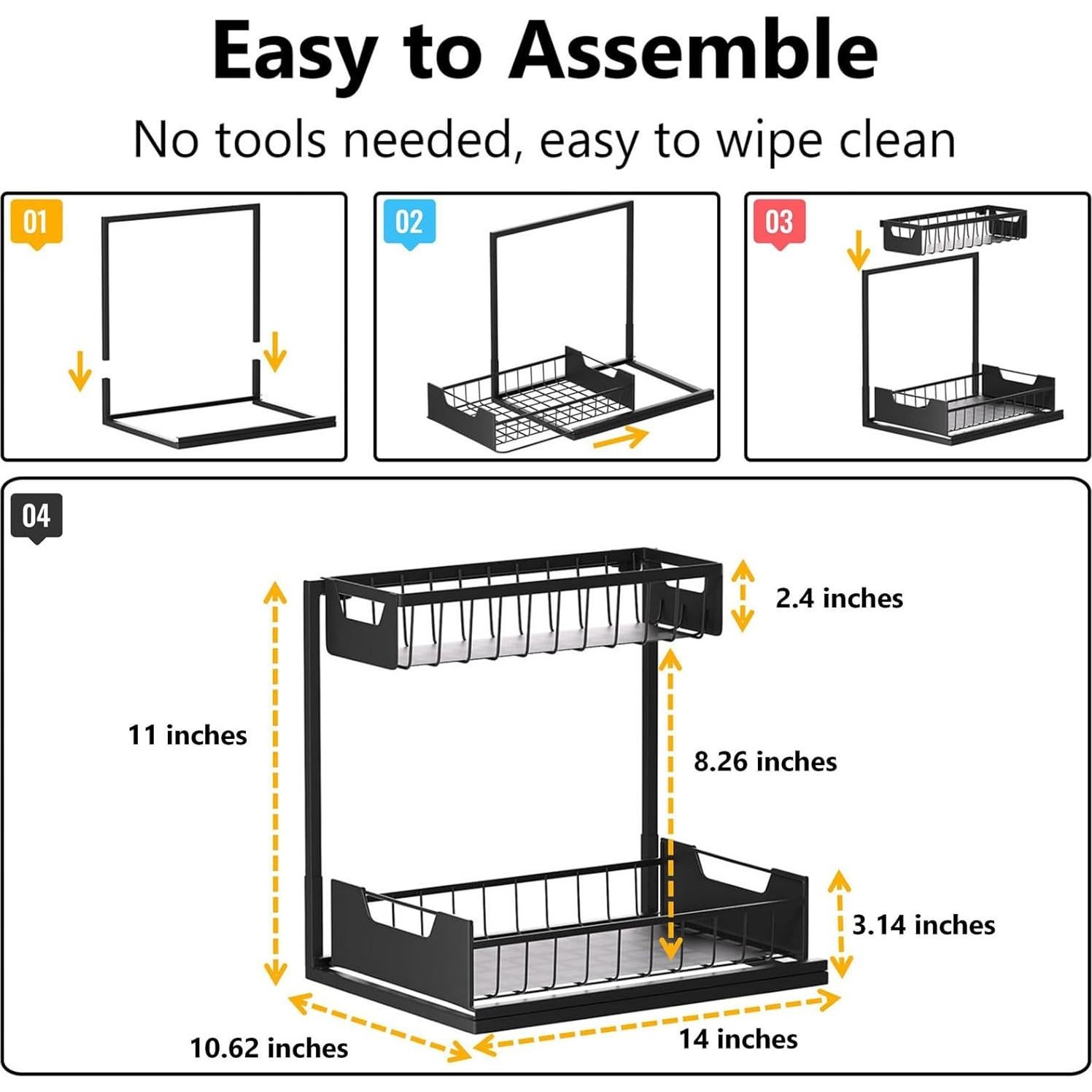 Organizador Extraíble de Metal Ceetug para Fregadero - 2 Niveles