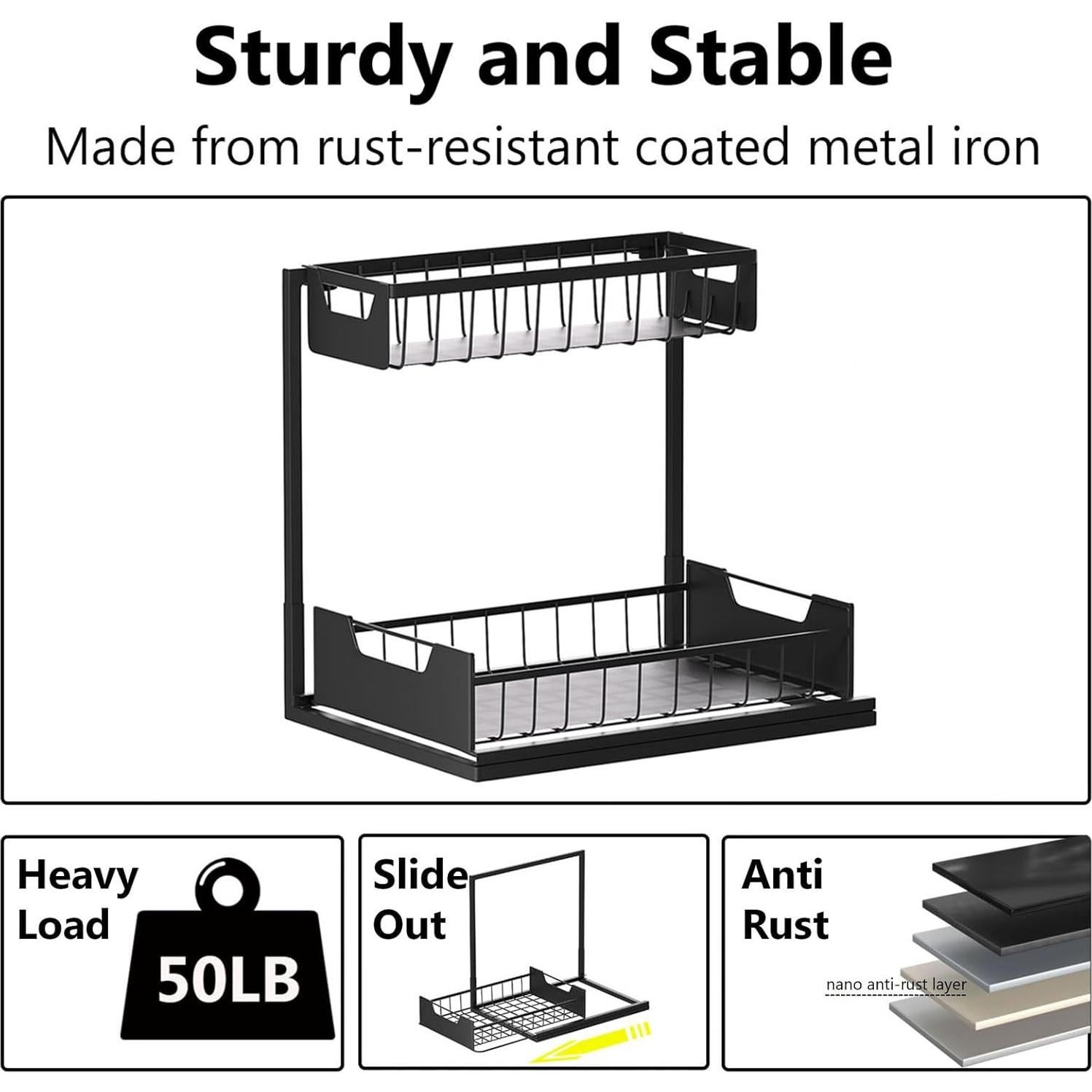 Organizador Extraíble de Metal Ceetug para Fregadero - 2 Niveles
