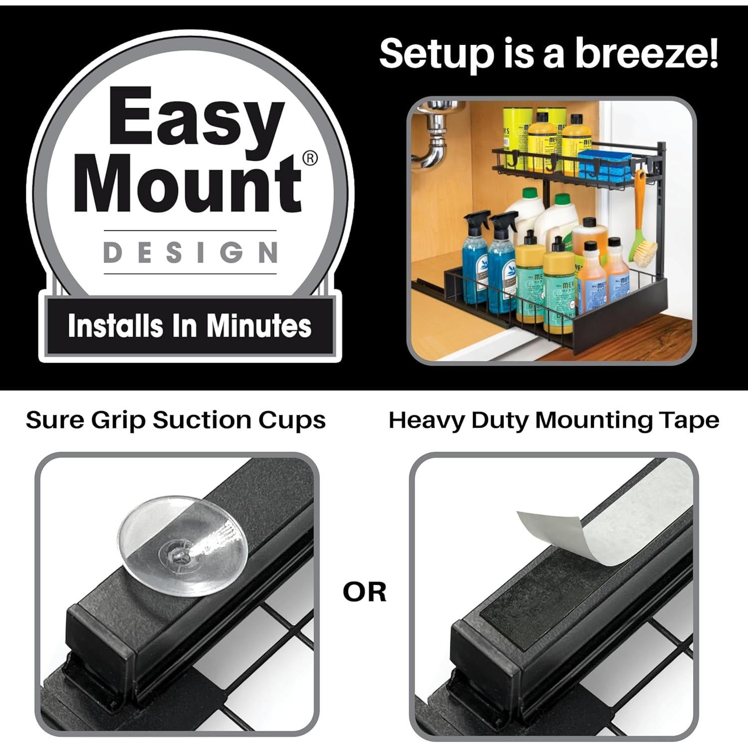 Organizador de Gabinete Lynk Professional 2 Niveles Extraíble Negro