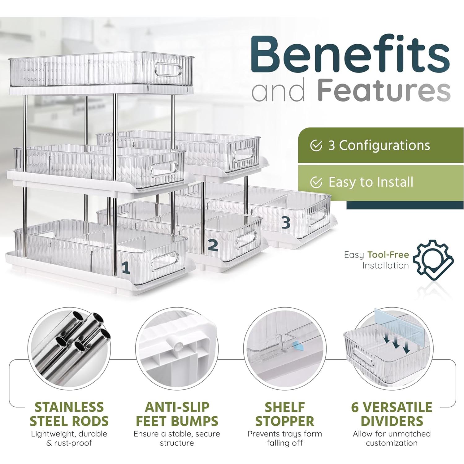 Organizador de 3 niveles Ellawa para debajo del fregadero
