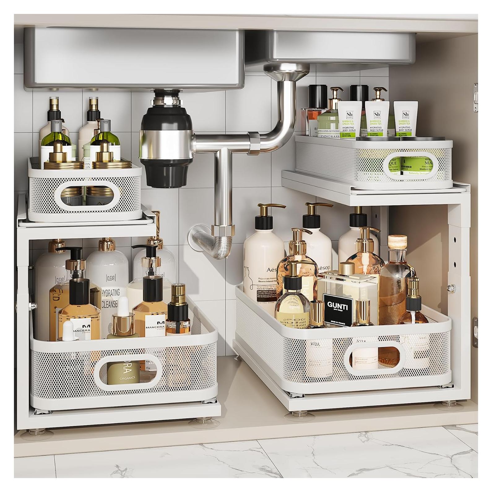 Organizador Bajo Fregadero Corbyles 2 Niveles Ajustable Blanco