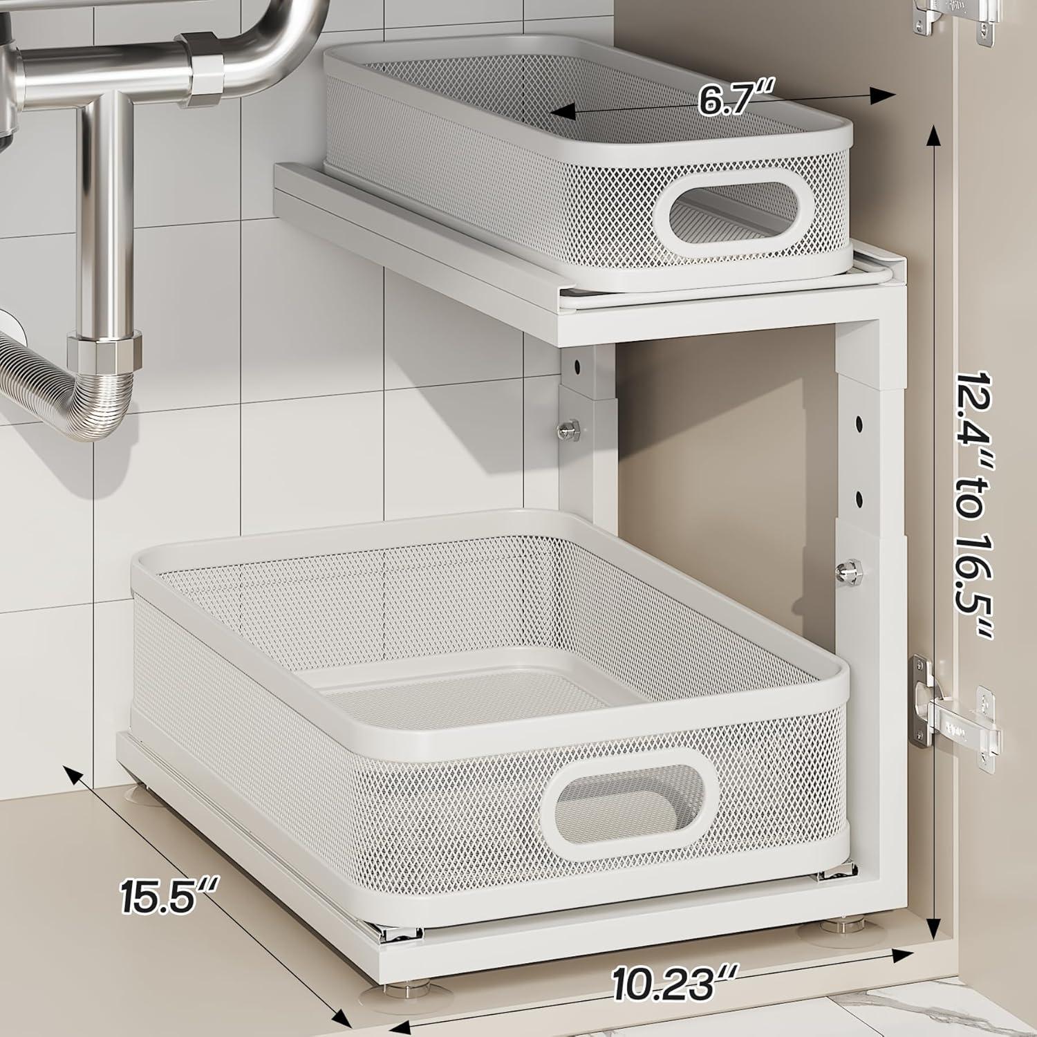 Organizador Bajo Fregadero Corbyles 2 Niveles Ajustable Blanco