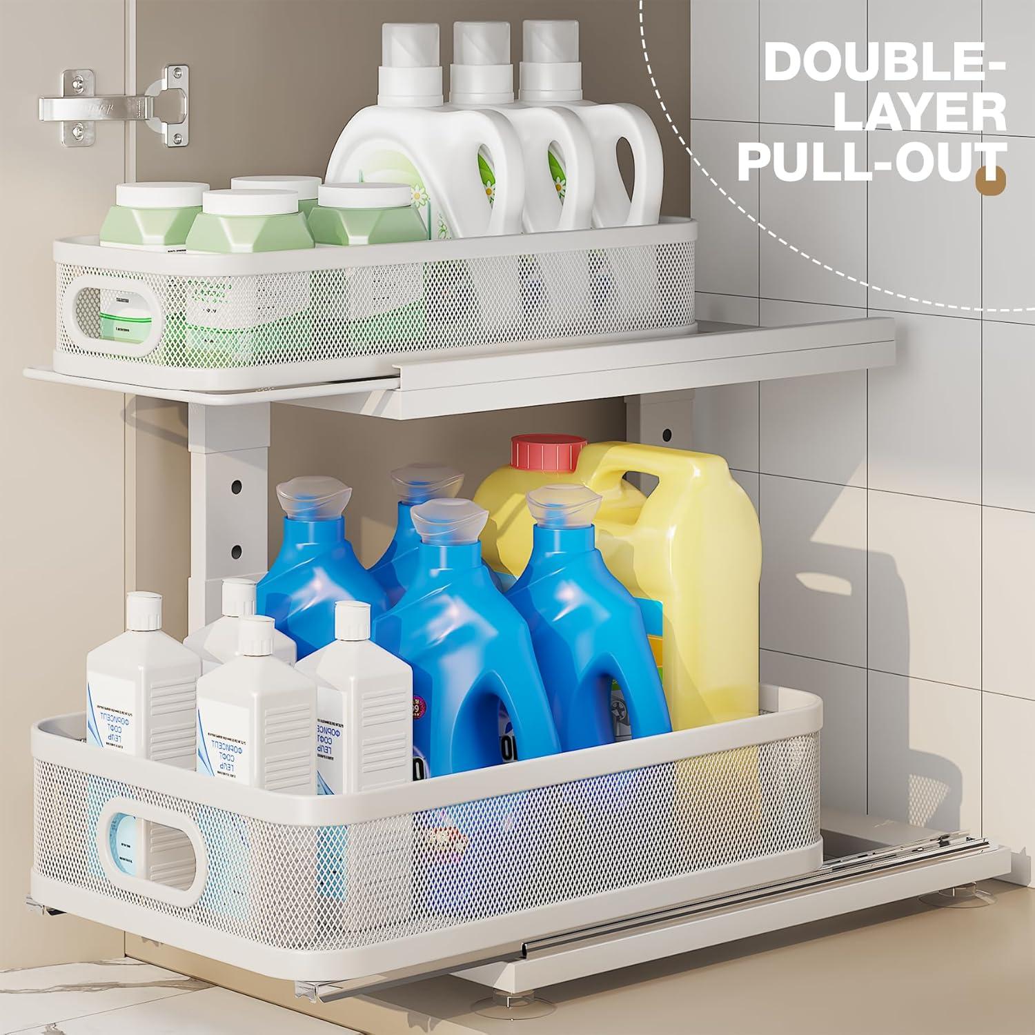 Organizador Bajo Fregadero Corbyles 2 Niveles Ajustable Blanco