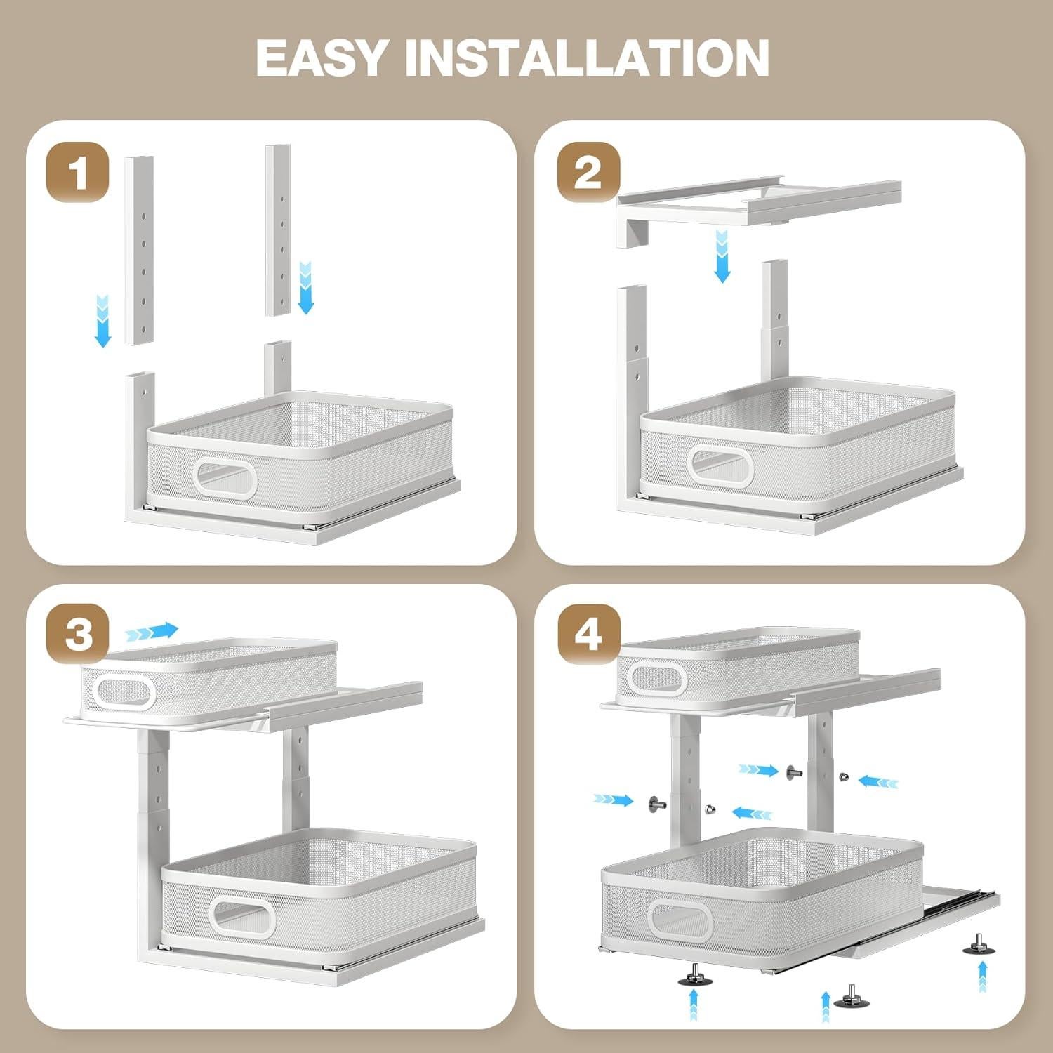 Organizador Bajo Fregadero Corbyles 2 Niveles Ajustable Blanco