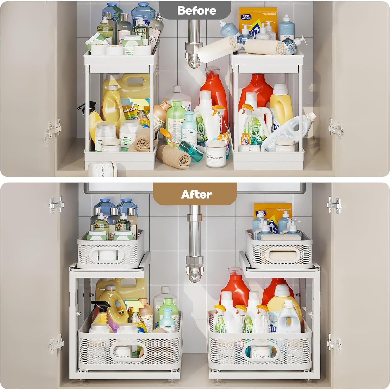 Organizador Bajo Fregadero Corbyles 2 Niveles Ajustable Blanco