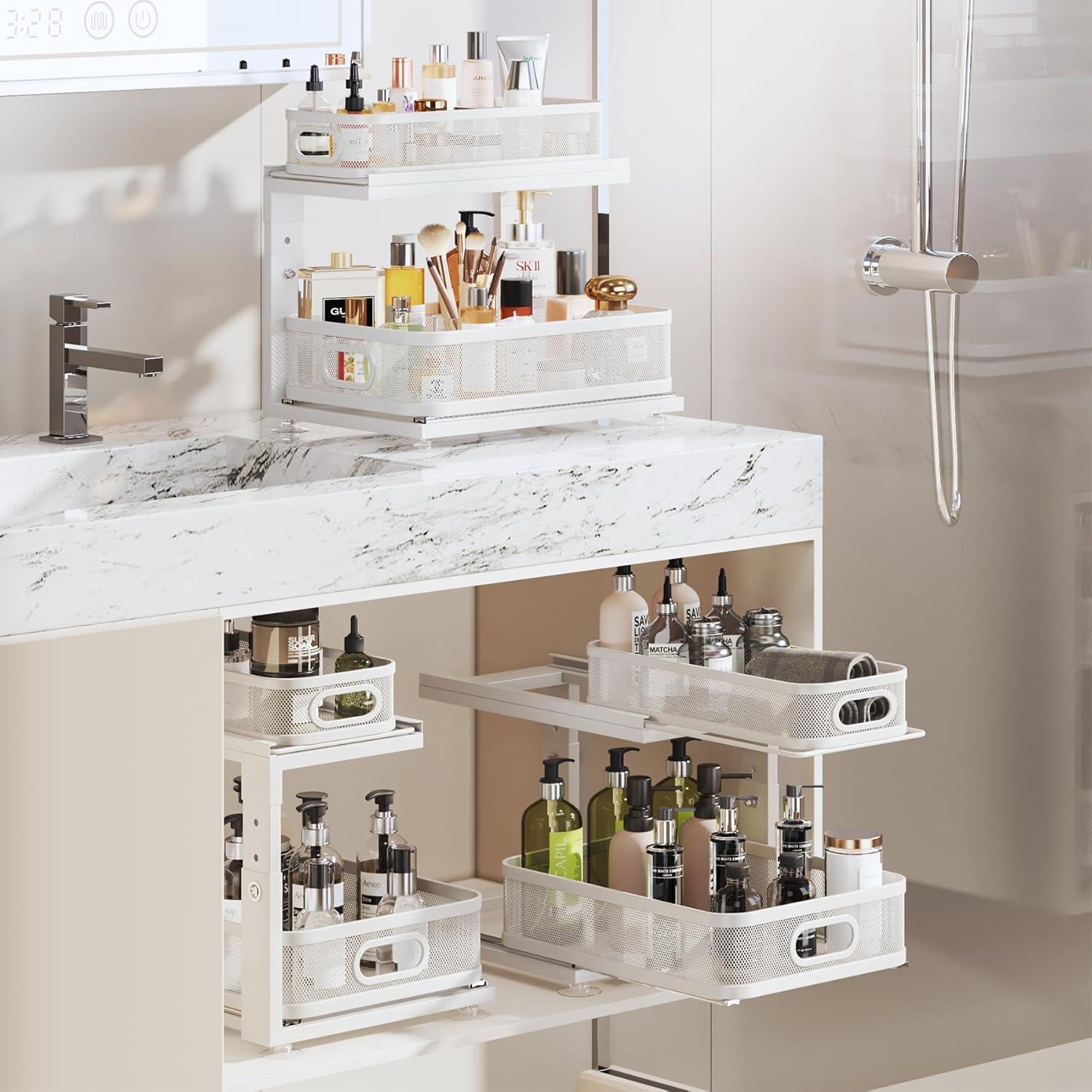 Organizador Bajo Fregadero Corbyles 2 Niveles Ajustable Blanco