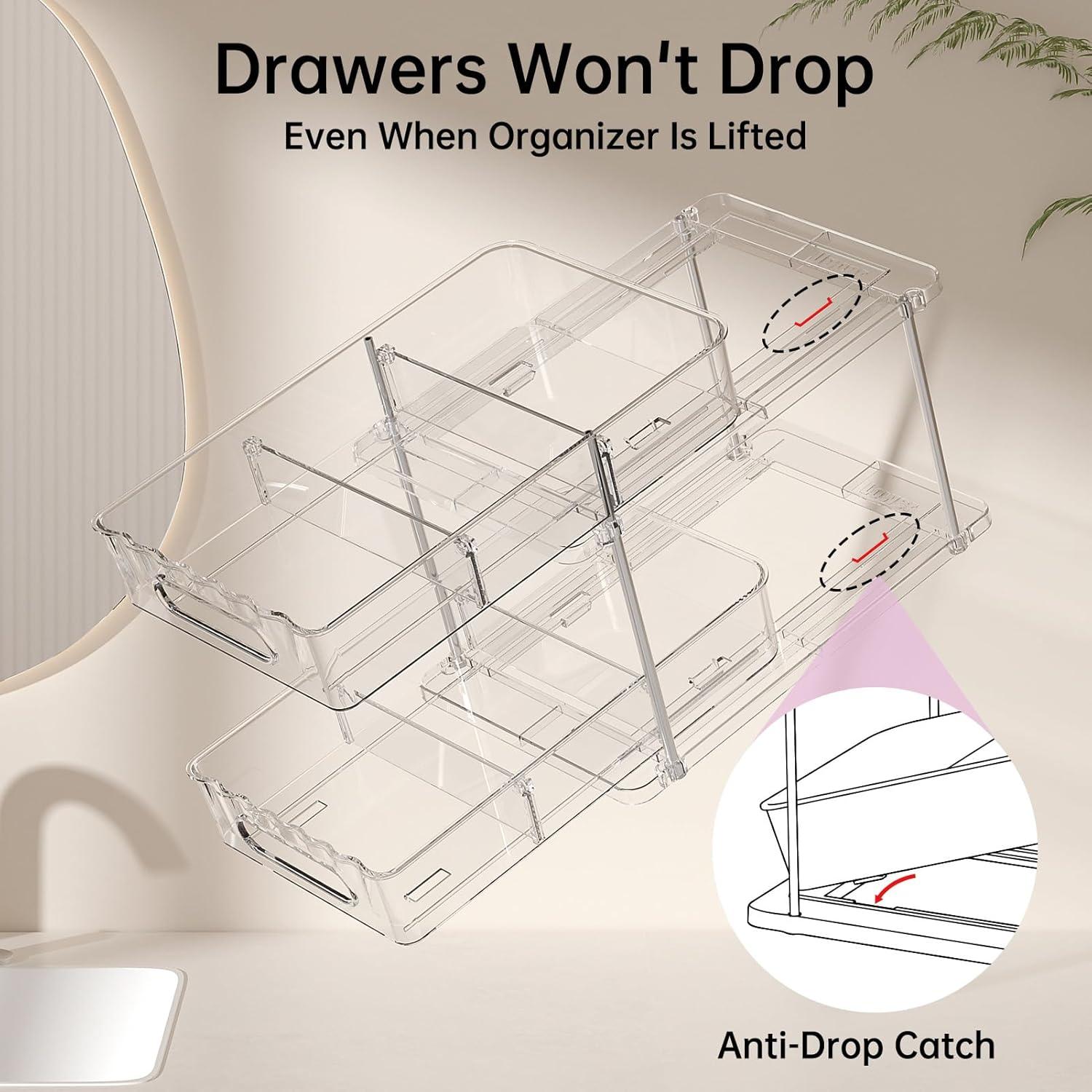 Organizador Bajo el Fregadero Delamu 2 Niveles Transparente