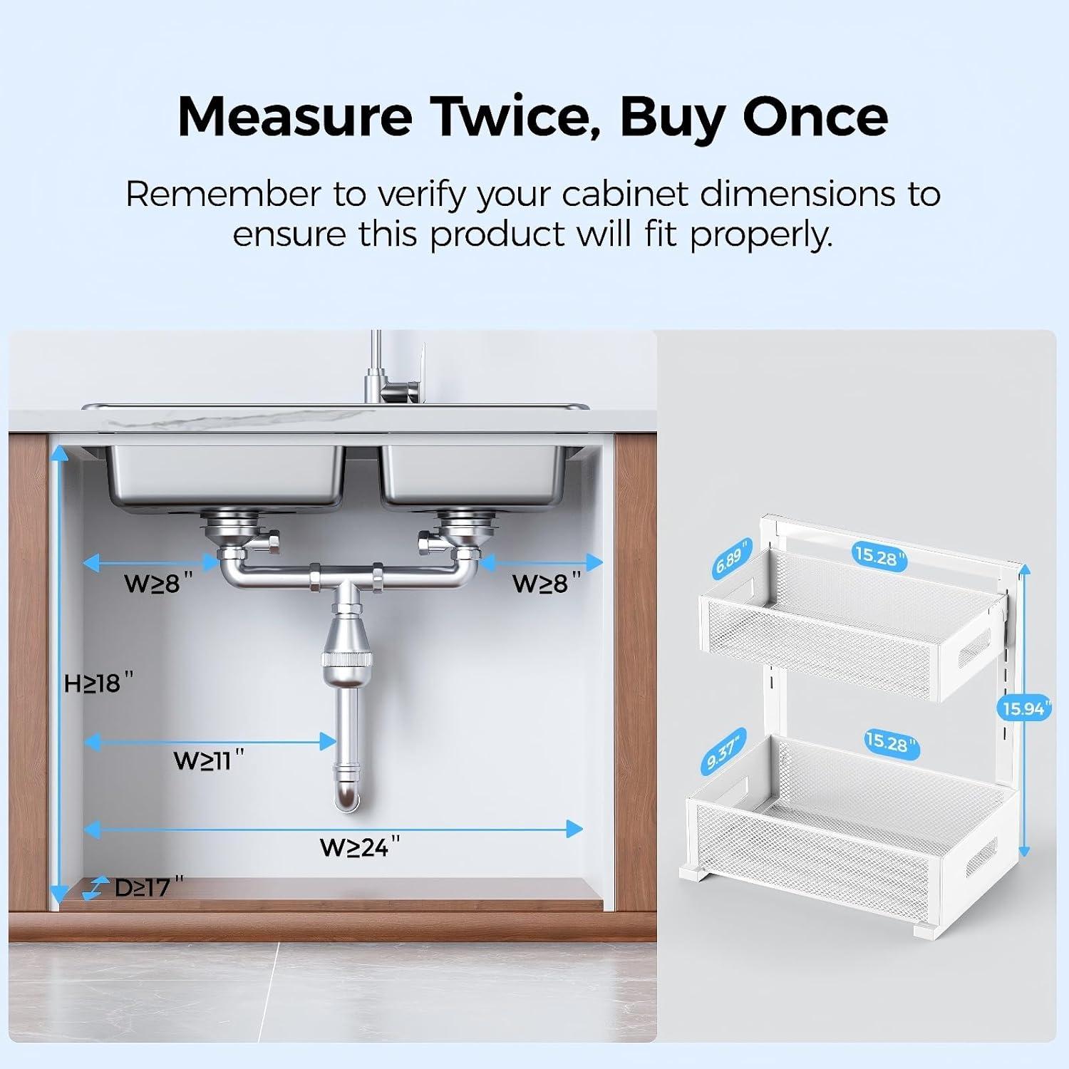 Organizador Bajo Fregadero HAIREALM 2 Niveles Ajustable Blanco