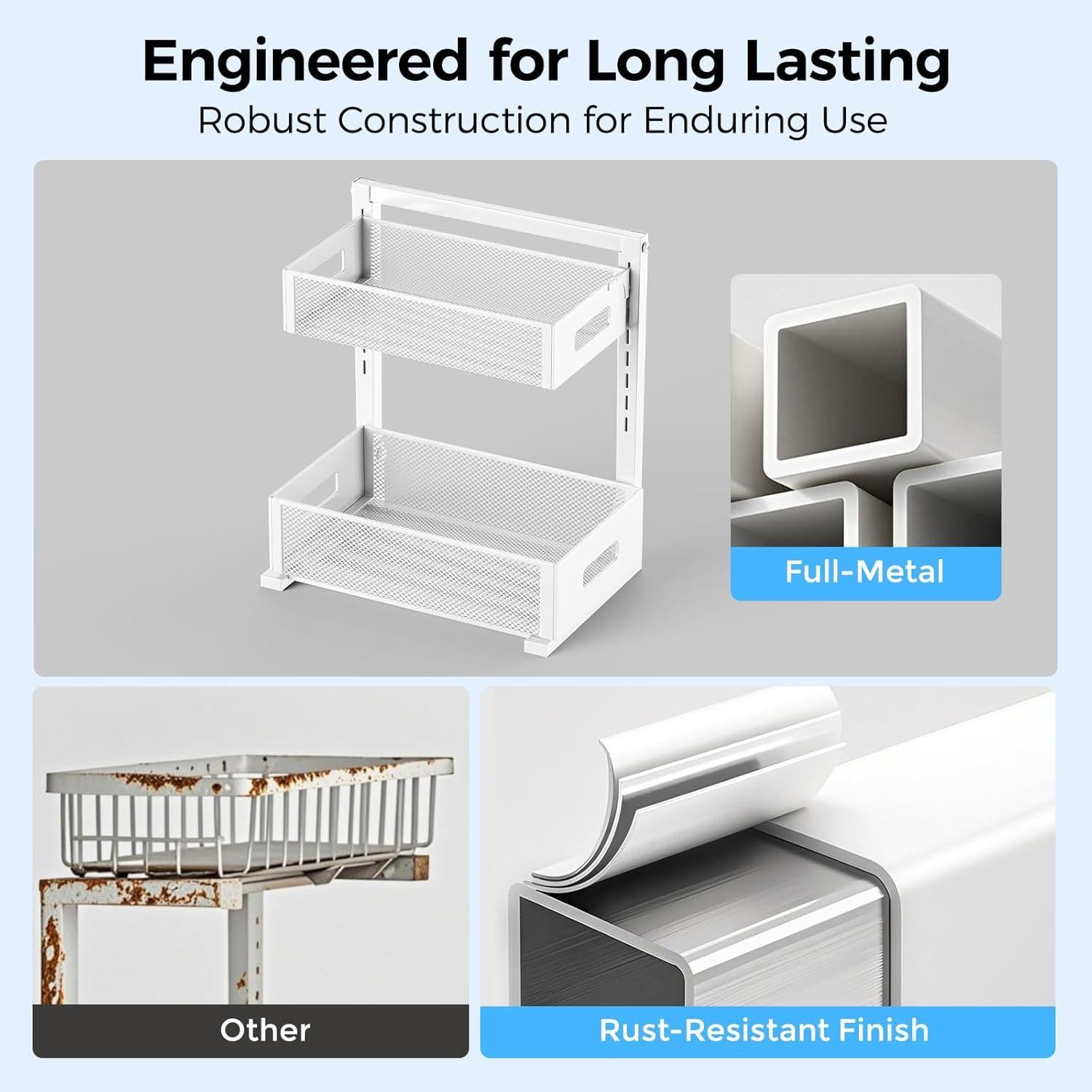 Organizador Bajo Fregadero HAIREALM 2 Niveles Ajustable Blanco