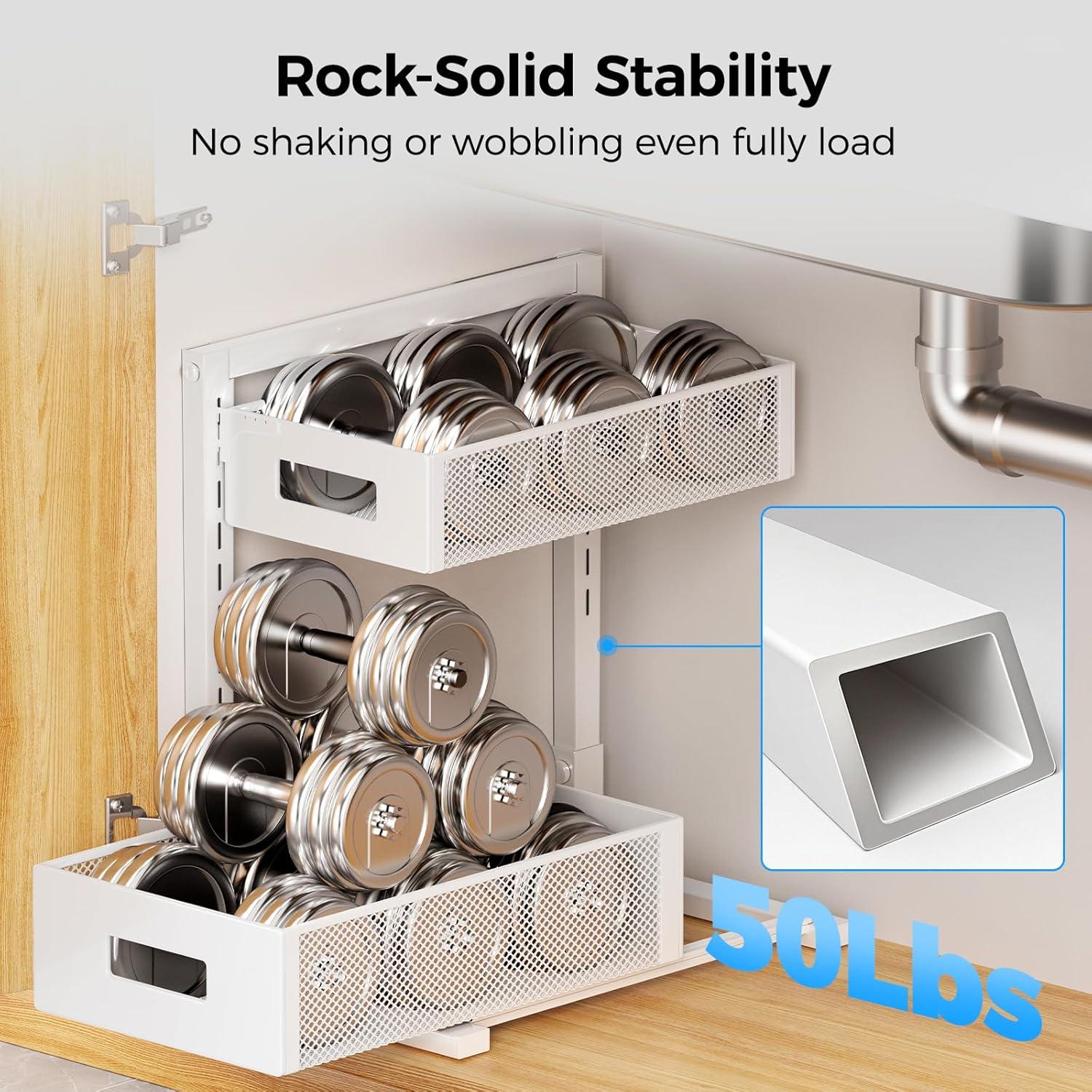 Organizador Bajo Fregadero HAIREALM 2 Niveles Ajustable Blanco