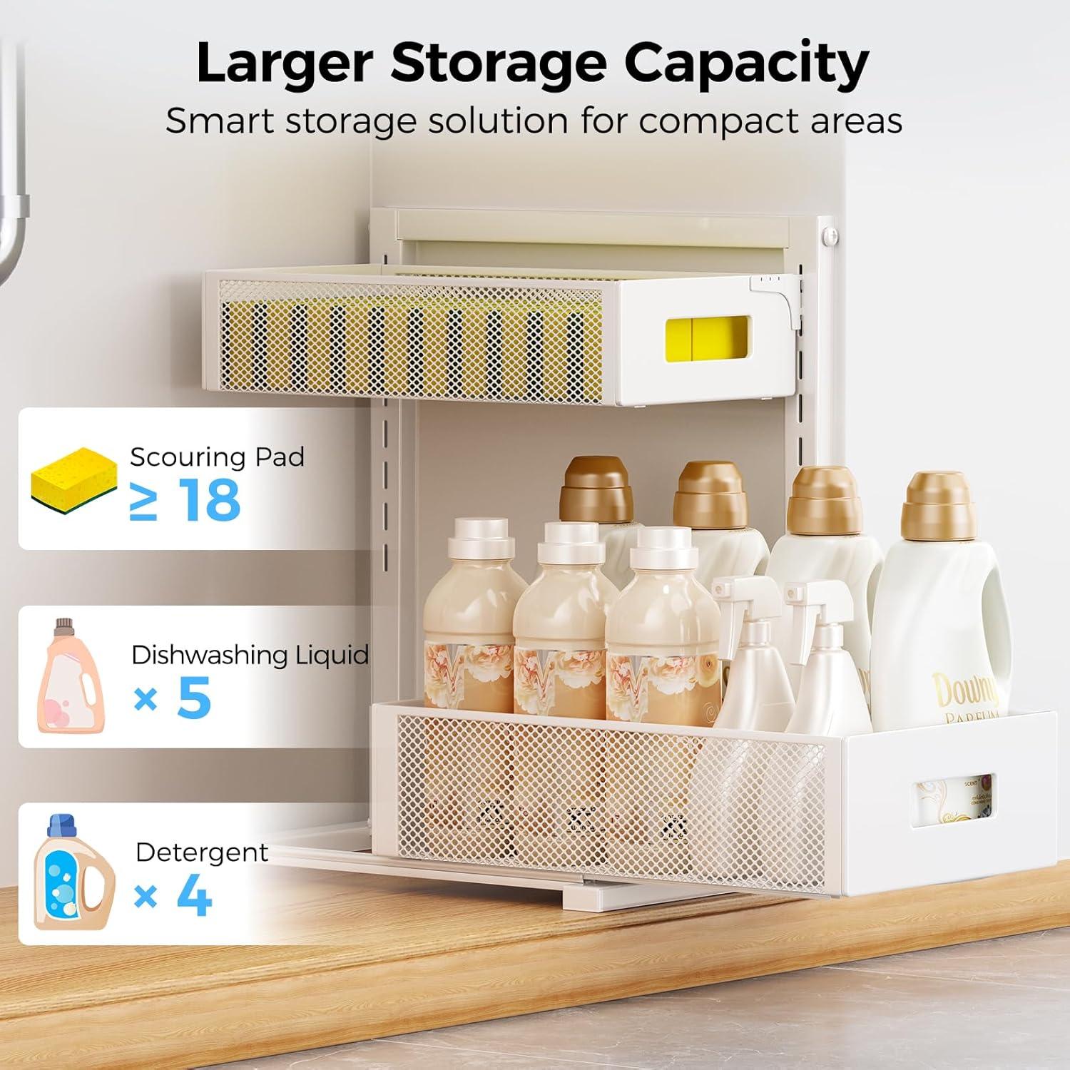 Organizador Bajo Fregadero HAIREALM 2 Niveles Ajustable Blanco