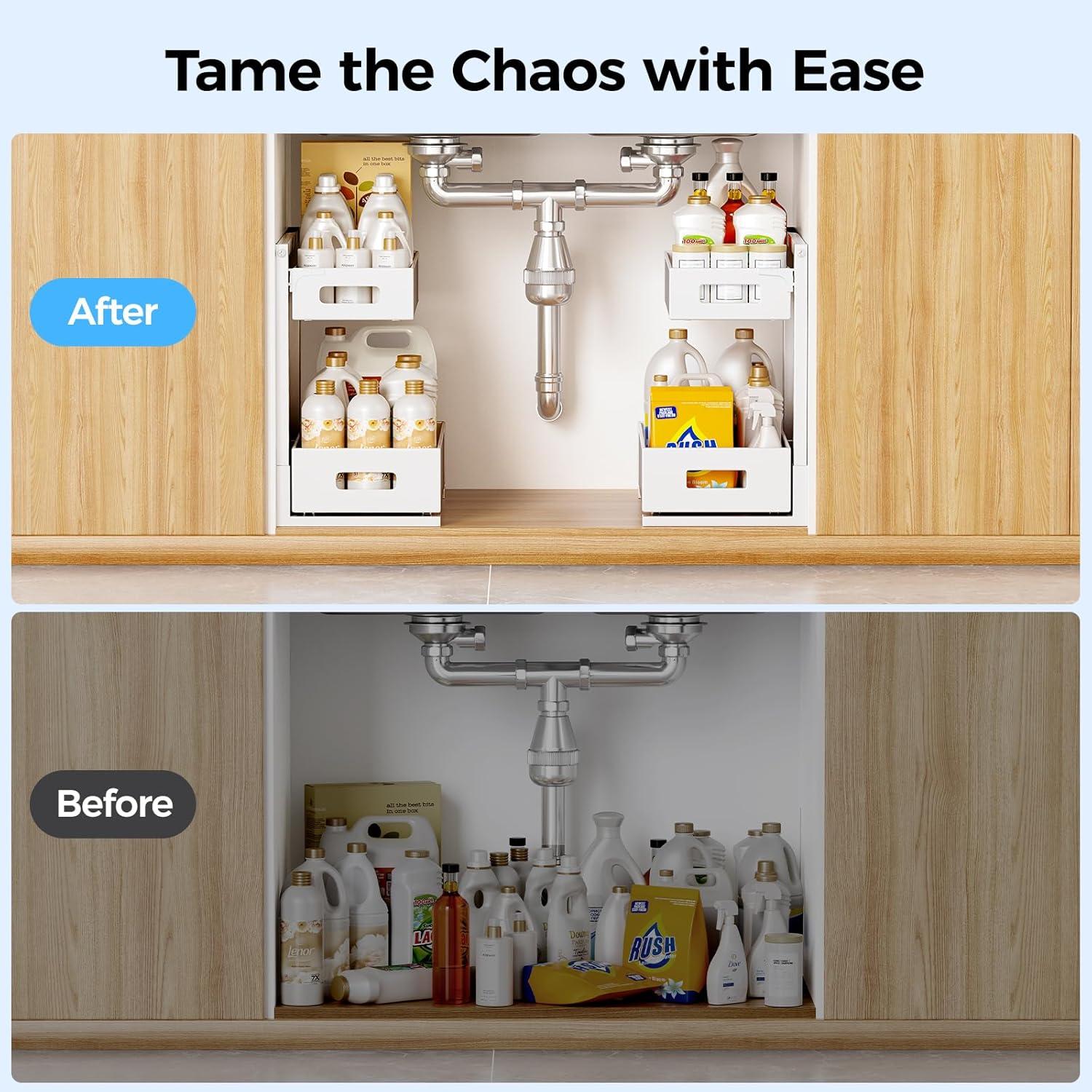 Organizador Bajo Fregadero HAIREALM 2 Niveles Ajustable Blanco