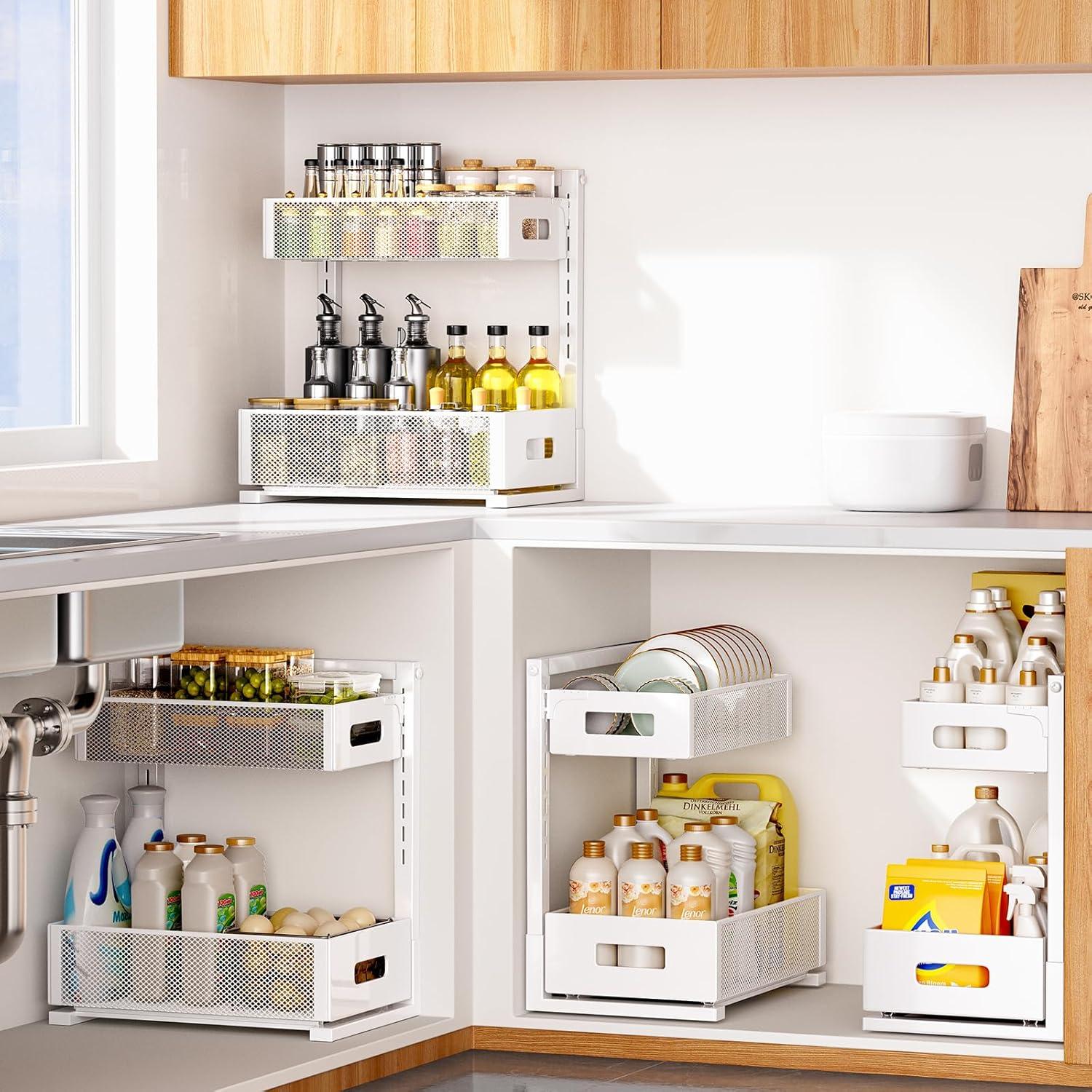 Organizador Bajo Fregadero HAIREALM 2 Niveles Ajustable Blanco