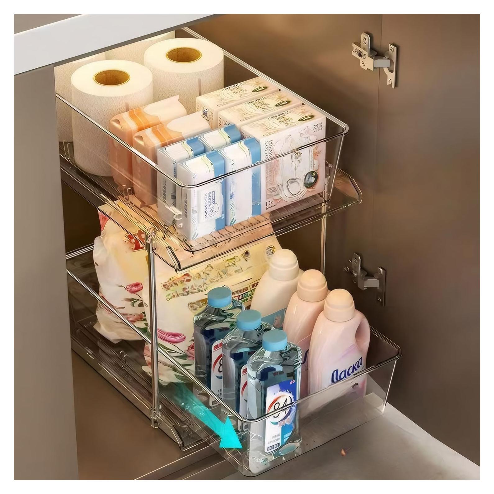 Organizador Extraíble AIYULONG 2 Niveles Claro para Baño y Cocina