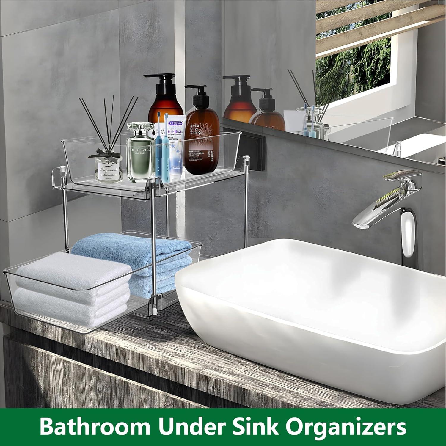 Organizador Extraíble AIYULONG 2 Niveles Claro para Baño y Cocina