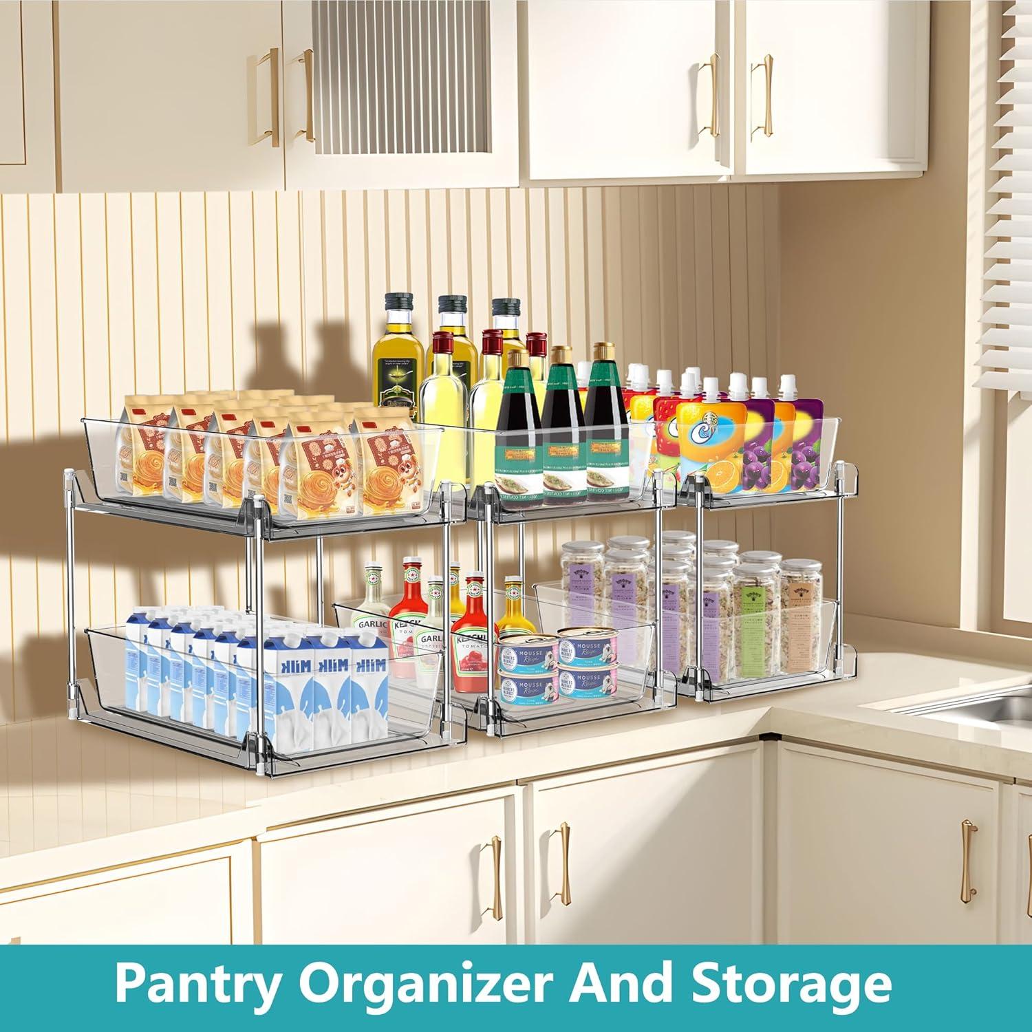 Organizador Extraíble AIYULONG 2 Niveles Claro para Baño y Cocina