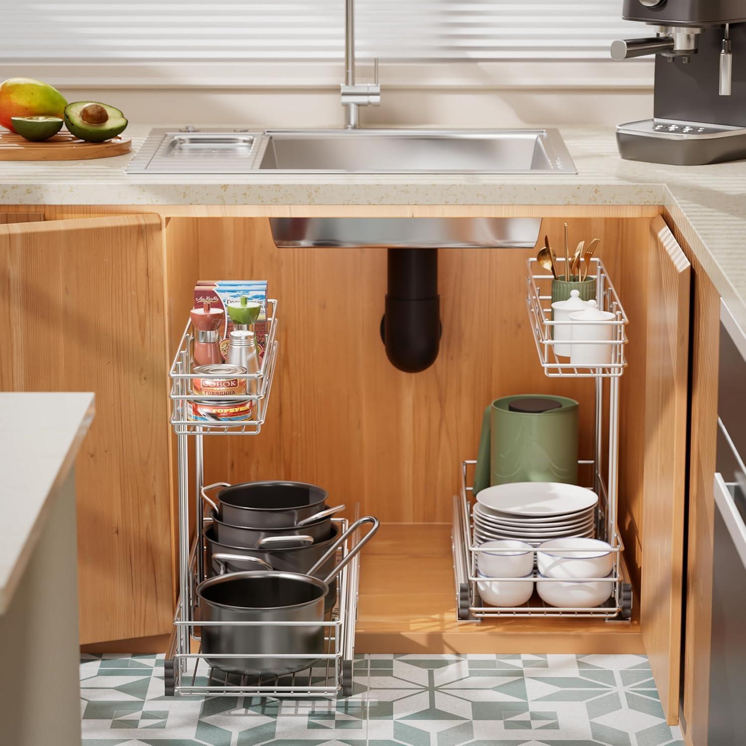 Organizador Bajo Fregadero STORKING 2 Niveles Cromado 40.64 cm