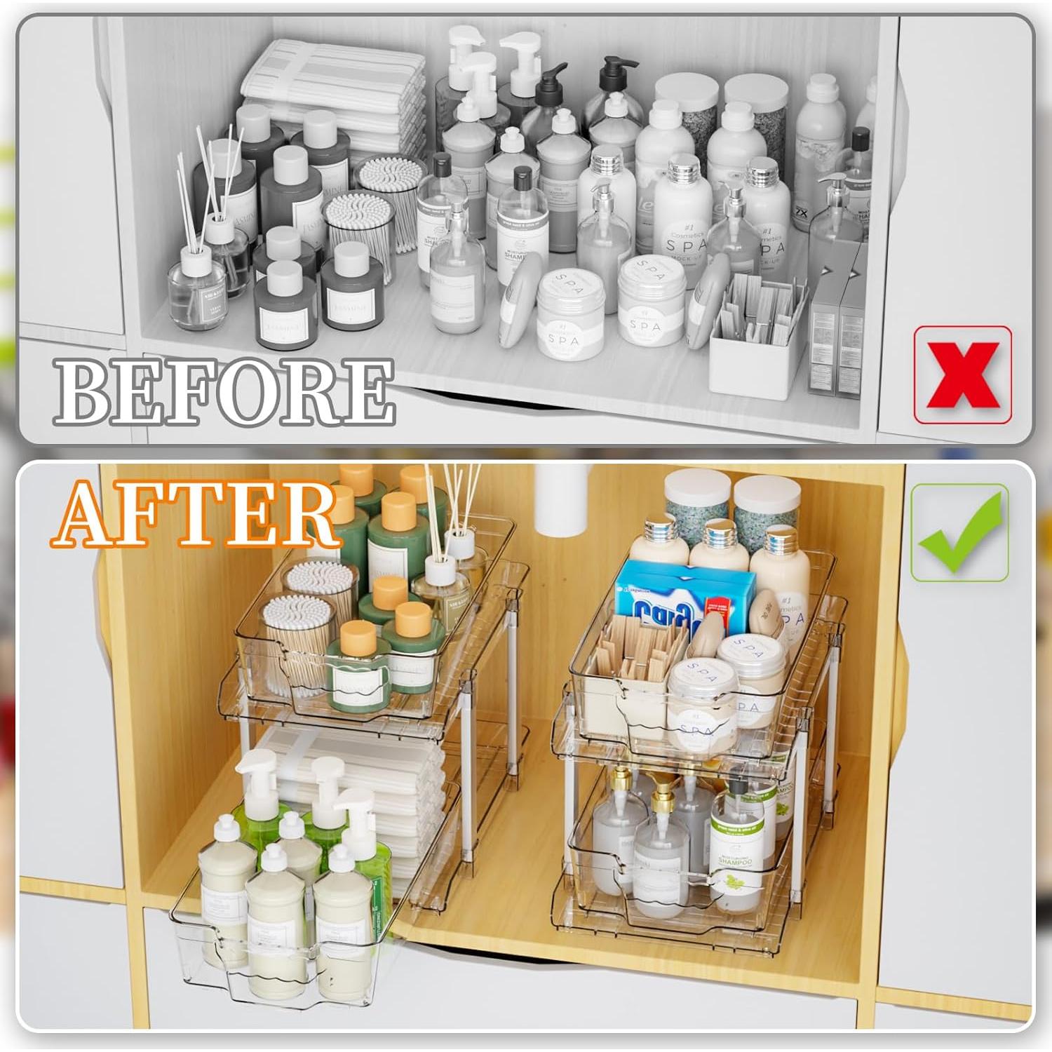 Organizador Bajo Fregadero Yieach 2 Niveles 24.9 cm Claro