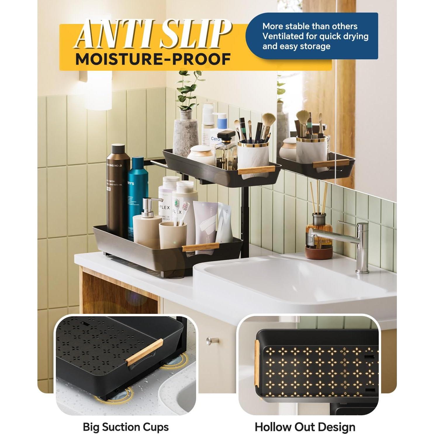 Organizador Bajo Fregadero EUHOME 2 Niveles Ajustable Negro