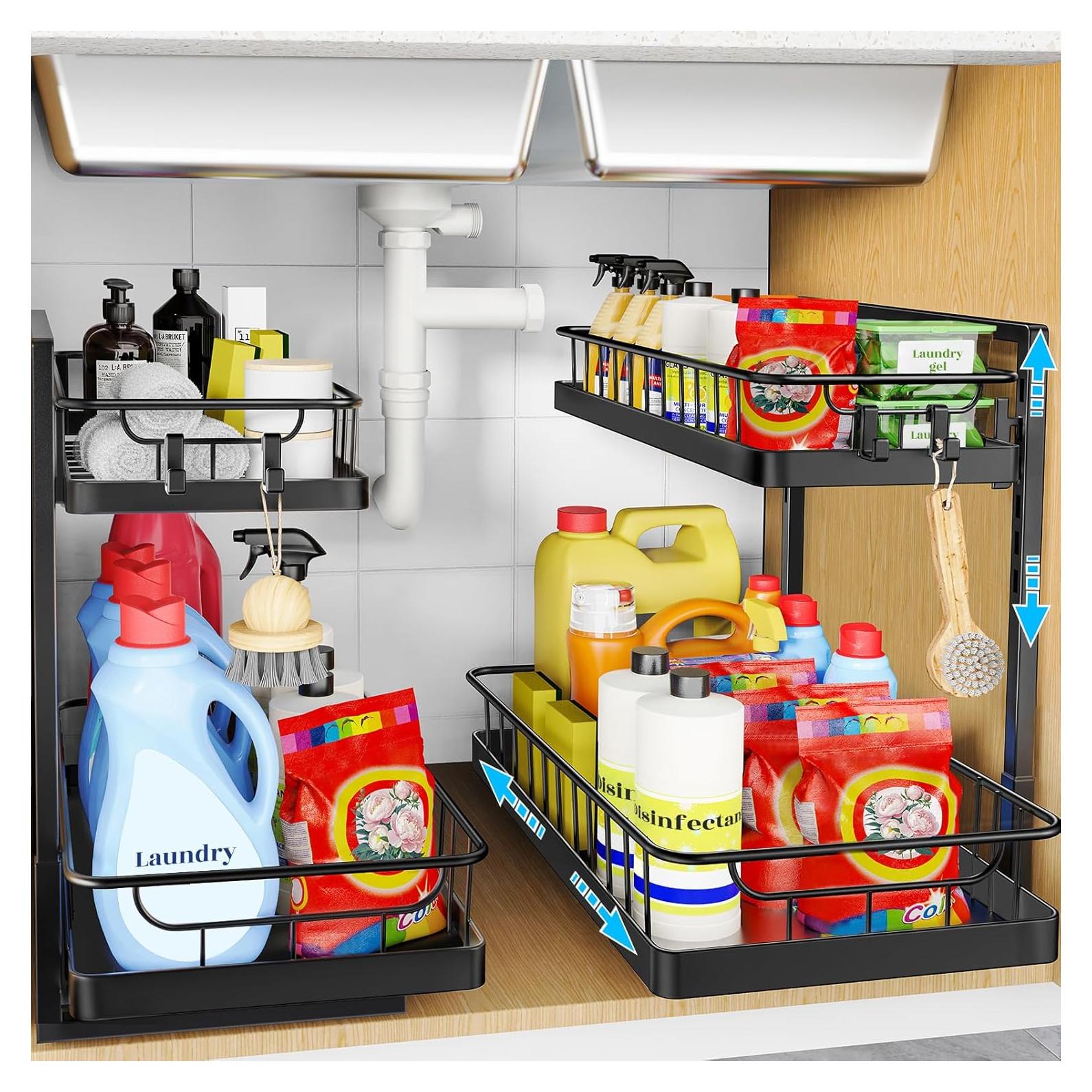 Organizador Bajo Fregadero WOWBOX 2 Niveles Deslizante Negro