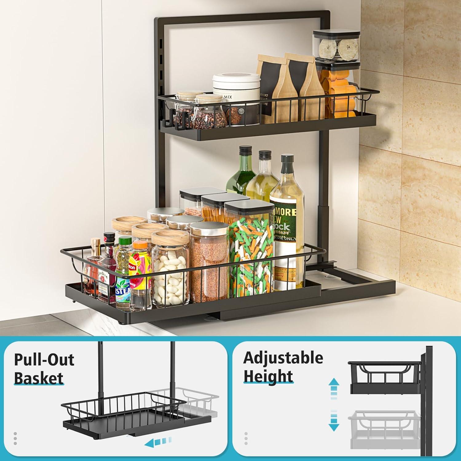 Organizador Bajo Fregadero WOWBOX 2 Niveles Deslizante Negro