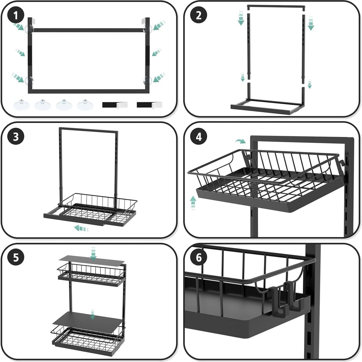 Organizador Bajo Fregadero WOWBOX 2 Niveles Deslizante Negro