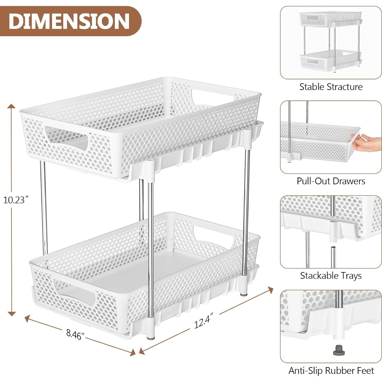 Organizadores de Baño DABIGE 2 Niveles 4 Pcs Apilables Blanco