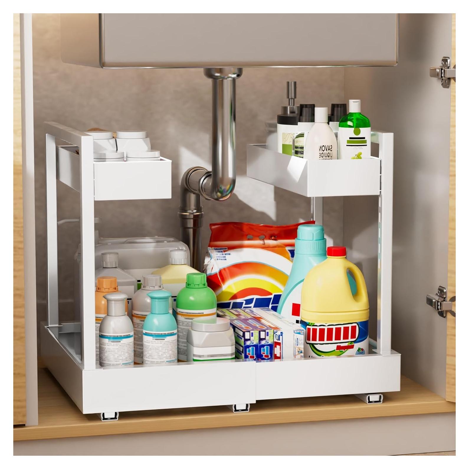 Organizador Ajustable Bajo Fregadero NEWMATIC Blanco 2 Niveles