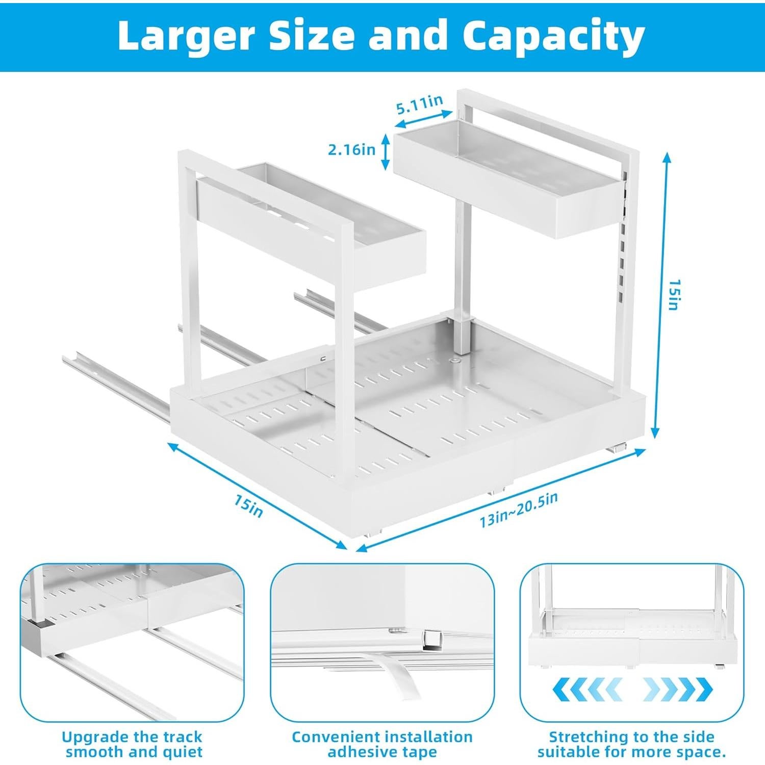 Organizador Ajustable Bajo Fregadero NEWMATIC Blanco 2 Niveles