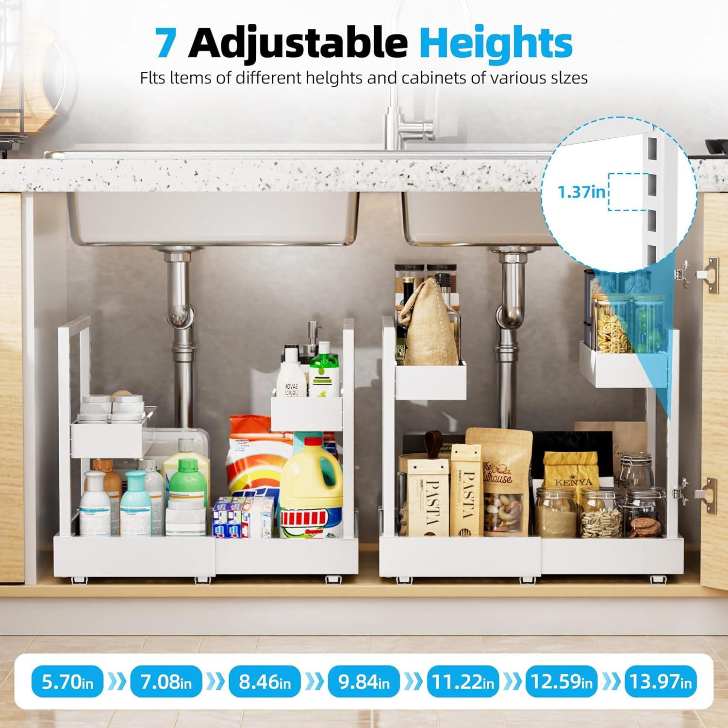 Organizador Ajustable Bajo Fregadero NEWMATIC Blanco 2 Niveles