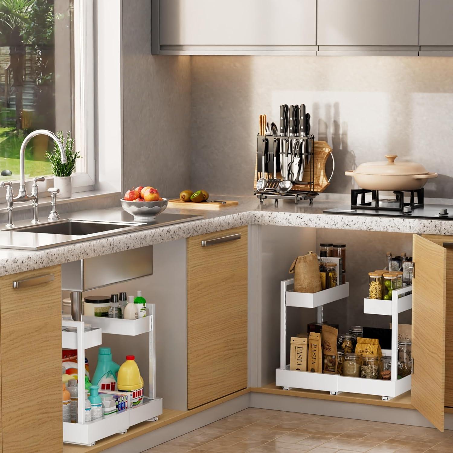 Organizador Ajustable Bajo Fregadero NEWMATIC Blanco 2 Niveles