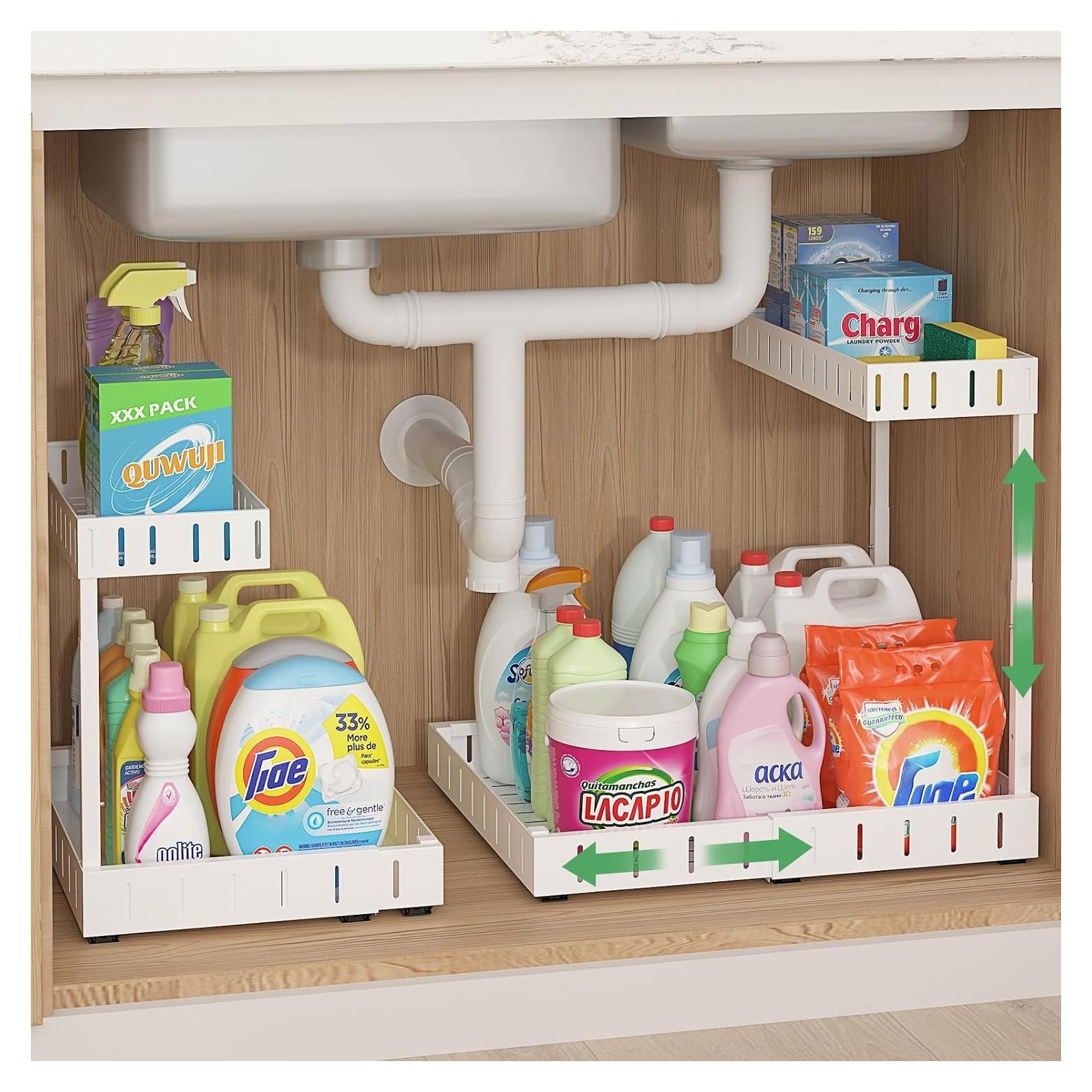 Organizador Bajo Fregadero REALINN 2 Niveles Ajustable Blanco