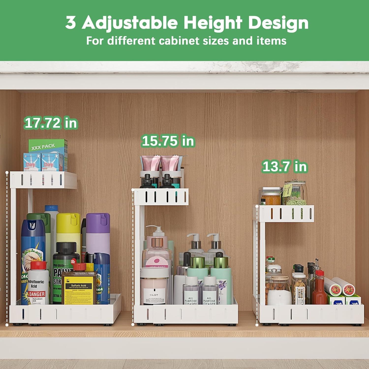 Organizador Bajo Fregadero REALINN 2 Niveles Ajustable Blanco