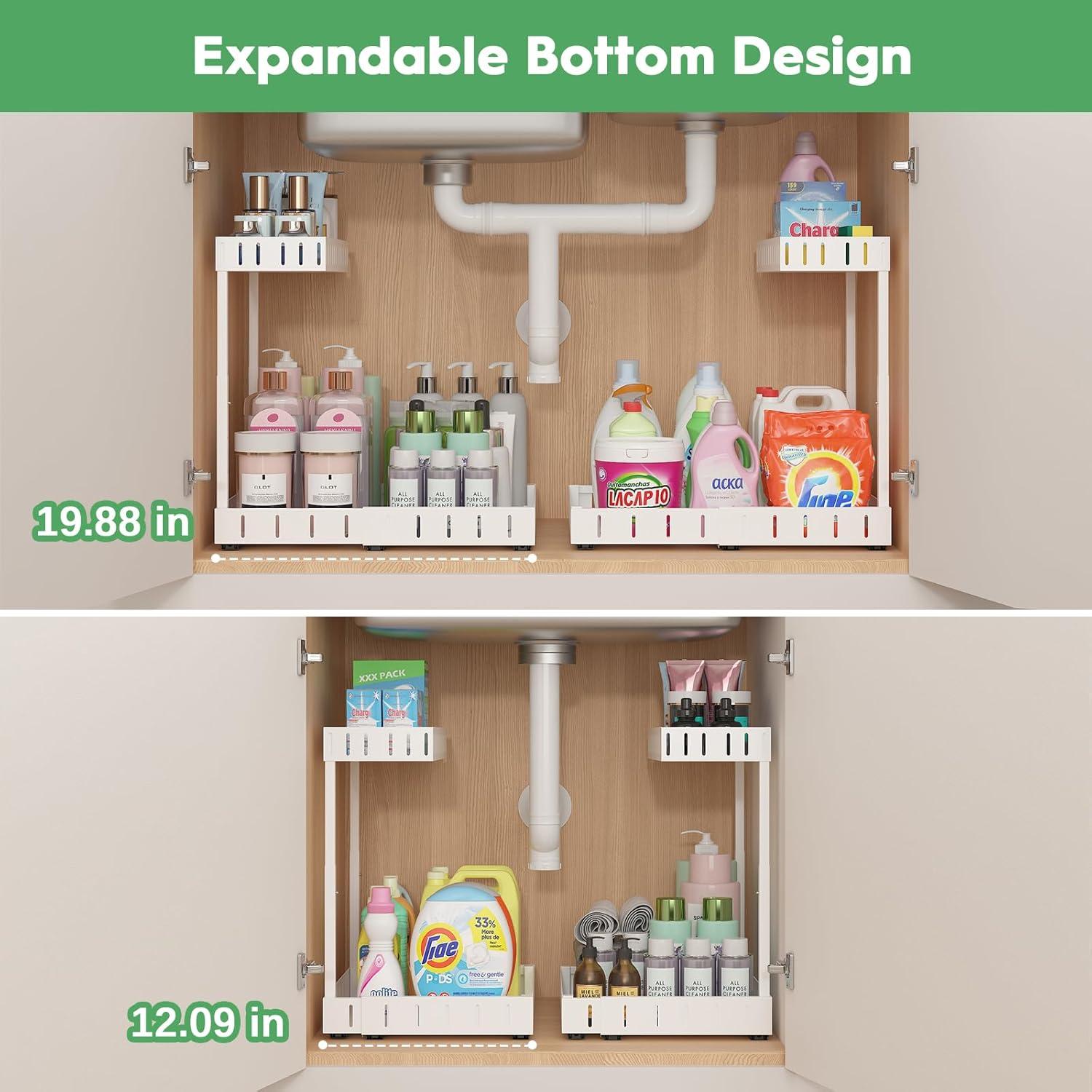 Organizador Bajo Fregadero REALINN 2 Niveles Ajustable Blanco