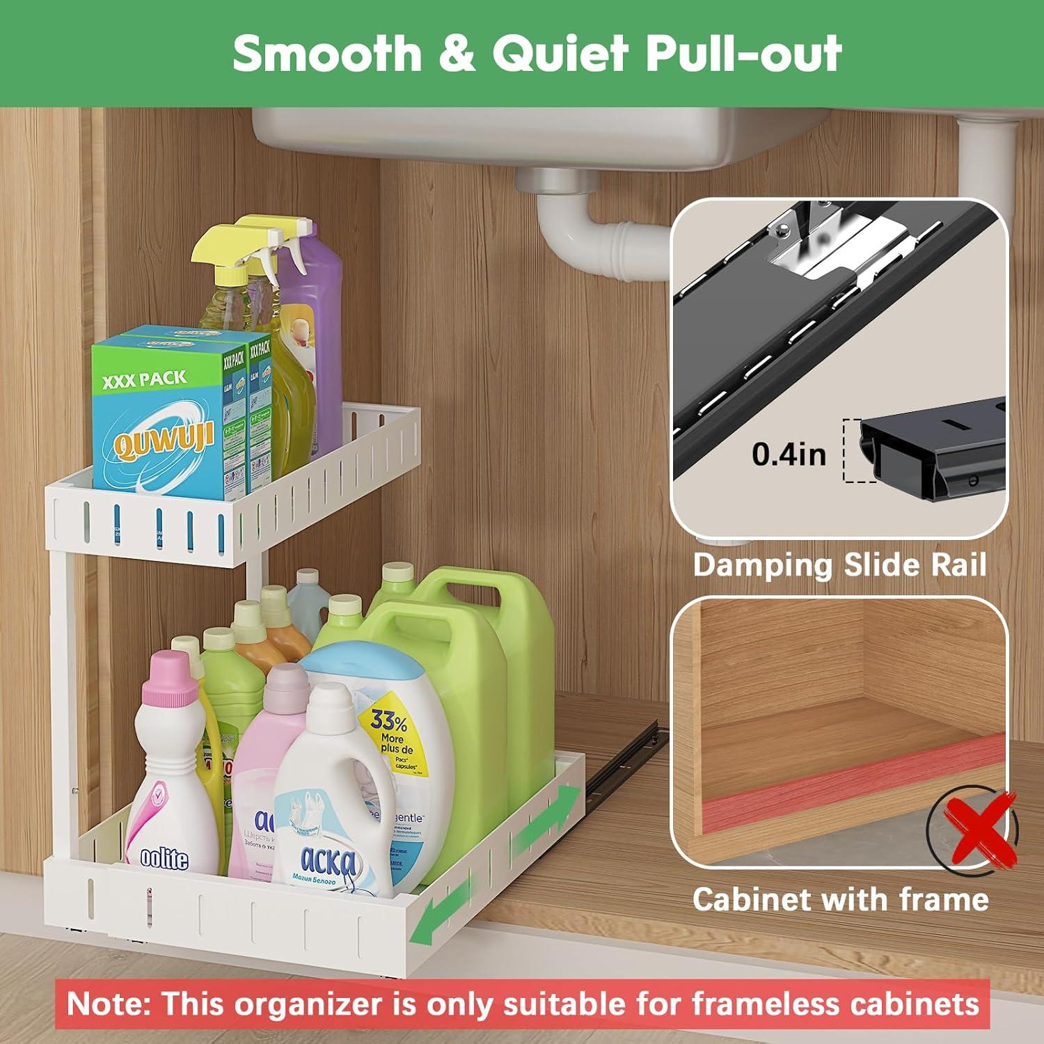 Organizador Bajo Fregadero REALINN 2 Niveles Ajustable Blanco