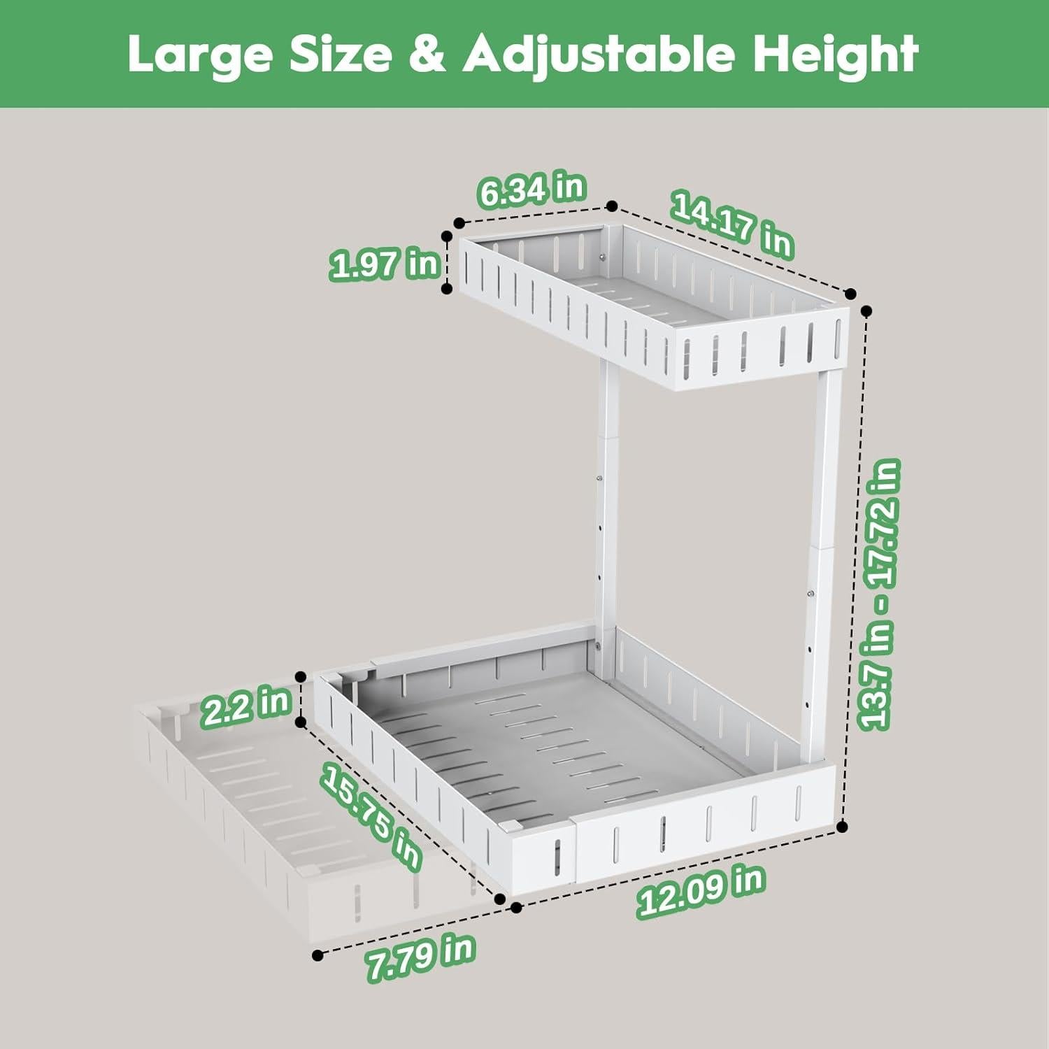 Organizador Bajo Fregadero REALINN 2 Niveles Ajustable Blanco