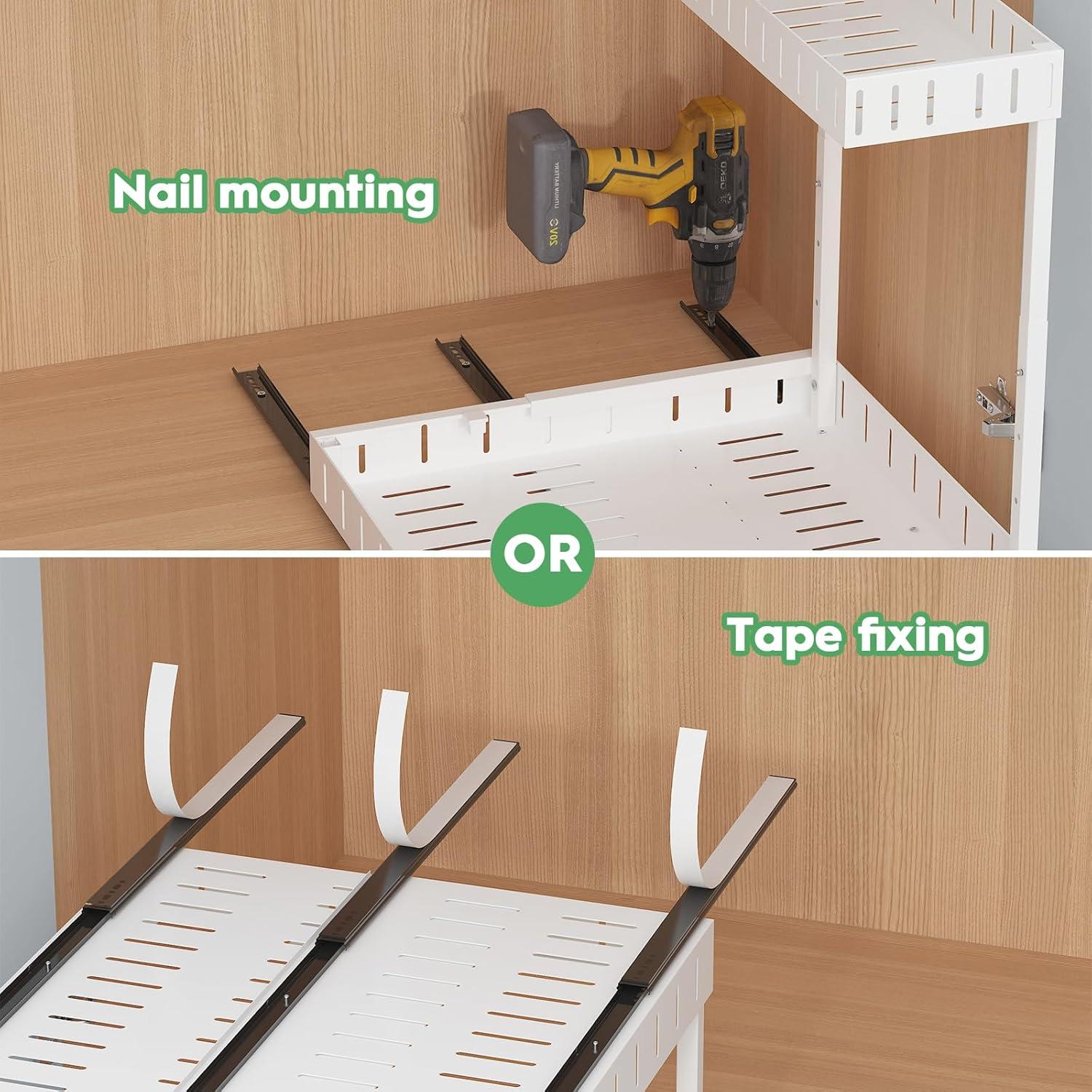 Organizador Bajo Fregadero REALINN 2 Niveles Ajustable Blanco