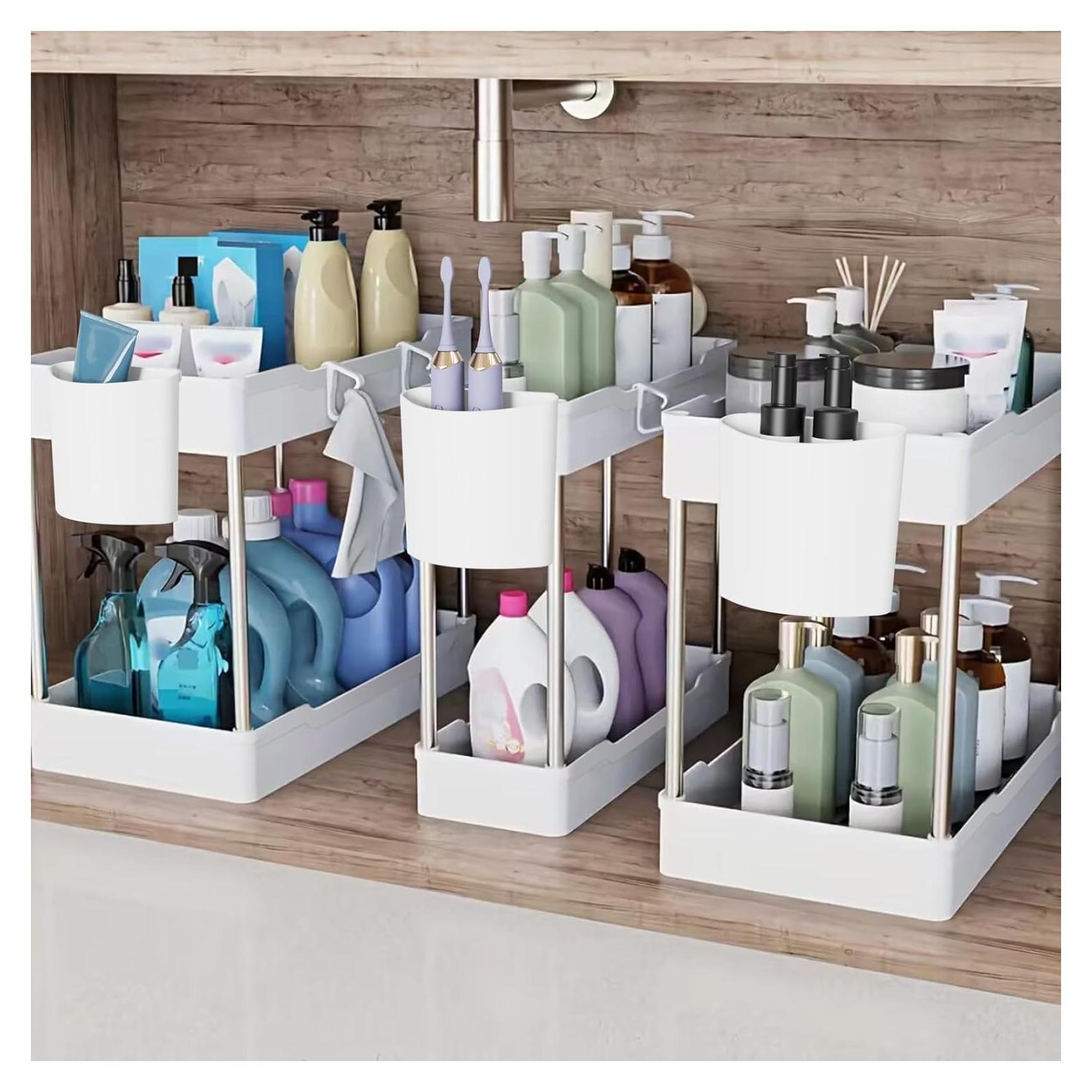 Paquete de 3 Organizadores Bajo Fregadero JYSMYWS Blanco