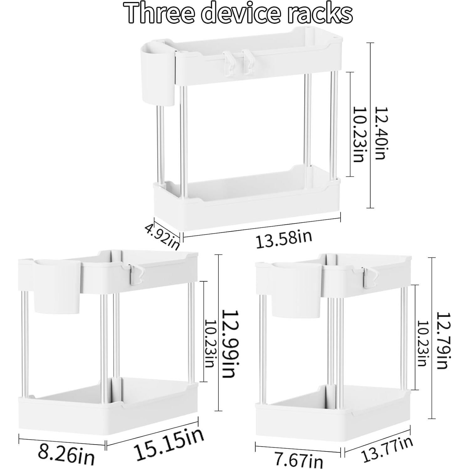 Paquete de 3 Organizadores Bajo Fregadero JYSMYWS Blanco