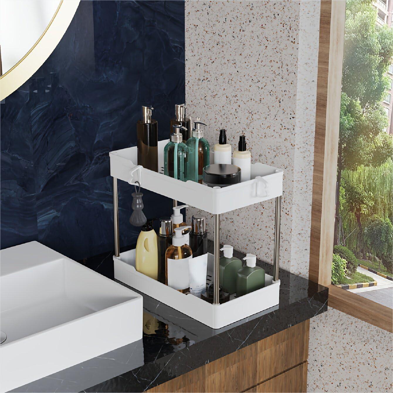 Paquete de 3 Organizadores Bajo Fregadero JYSMYWS Blanco