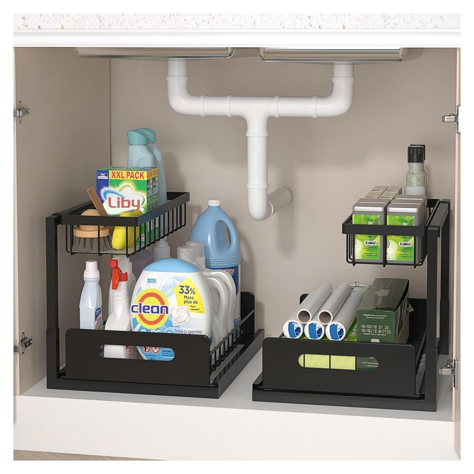 Organizador Bajo Fregadero Barphygo 2 Niveles Metal Negro