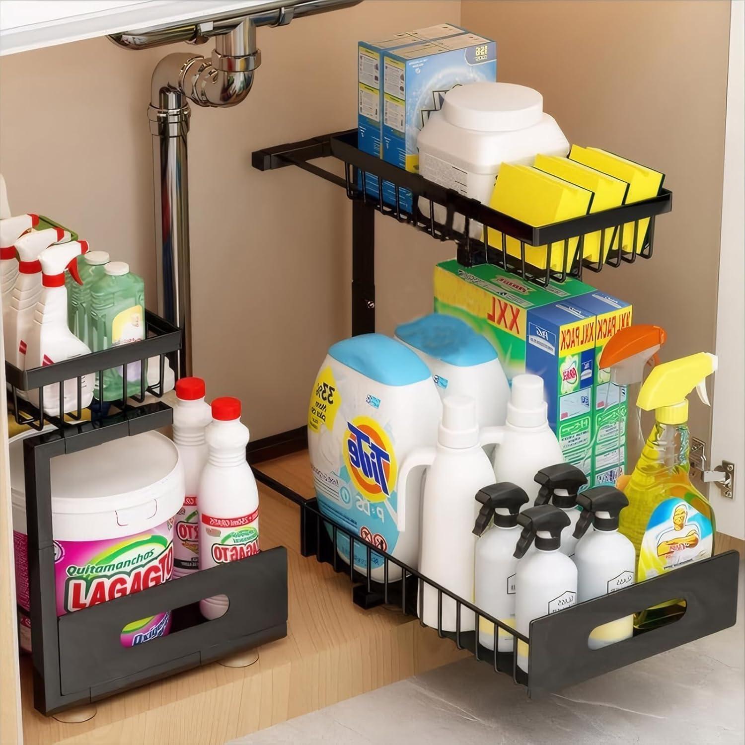 Organizador Bajo Fregadero Barphygo 2 Niveles Metal Negro